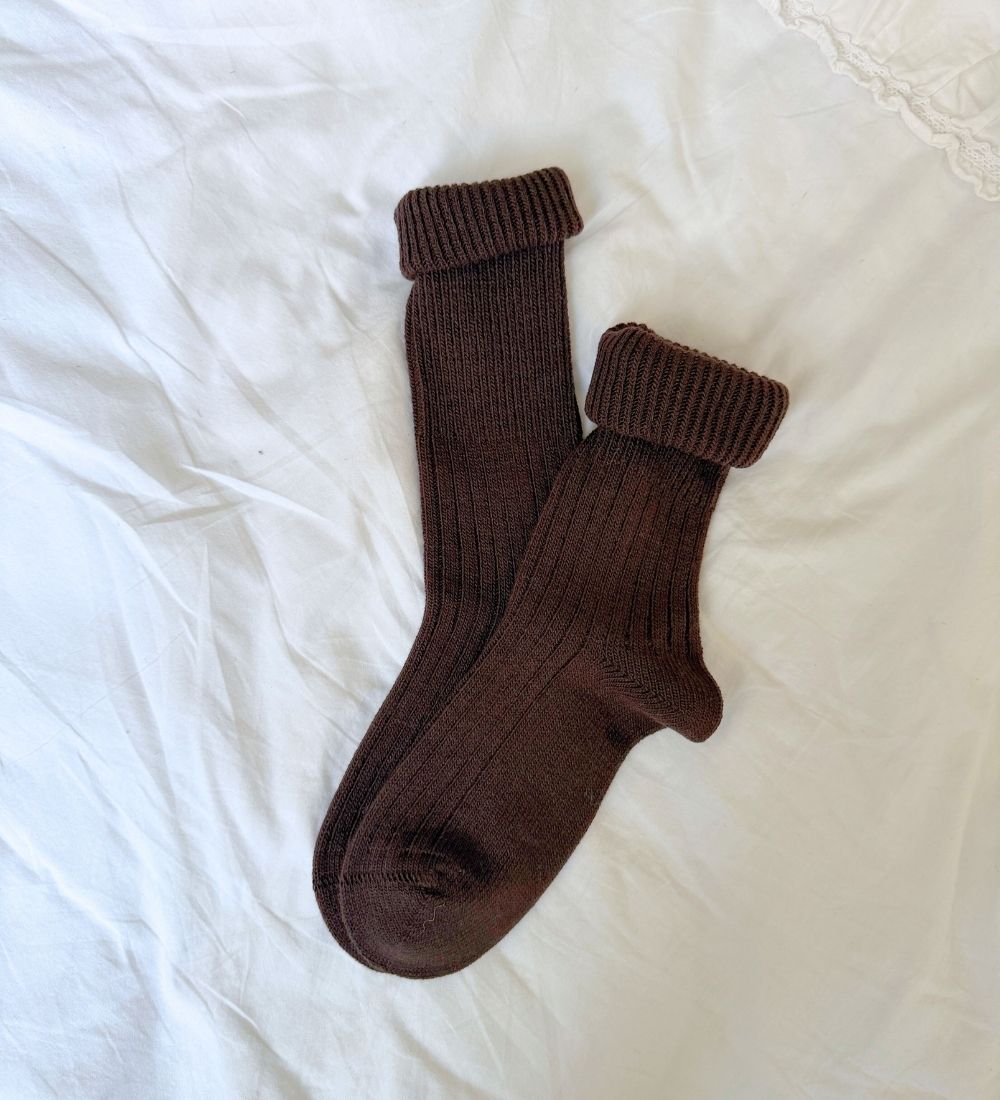 ERIK Skarpetki merynos bezuciskowe - czekoladowe