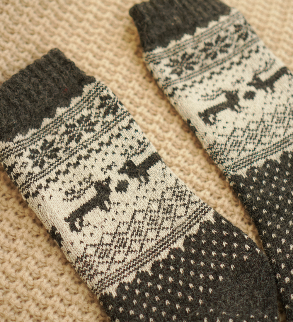 RAGNAR Skarpety wełniane z motywem- grafitowe