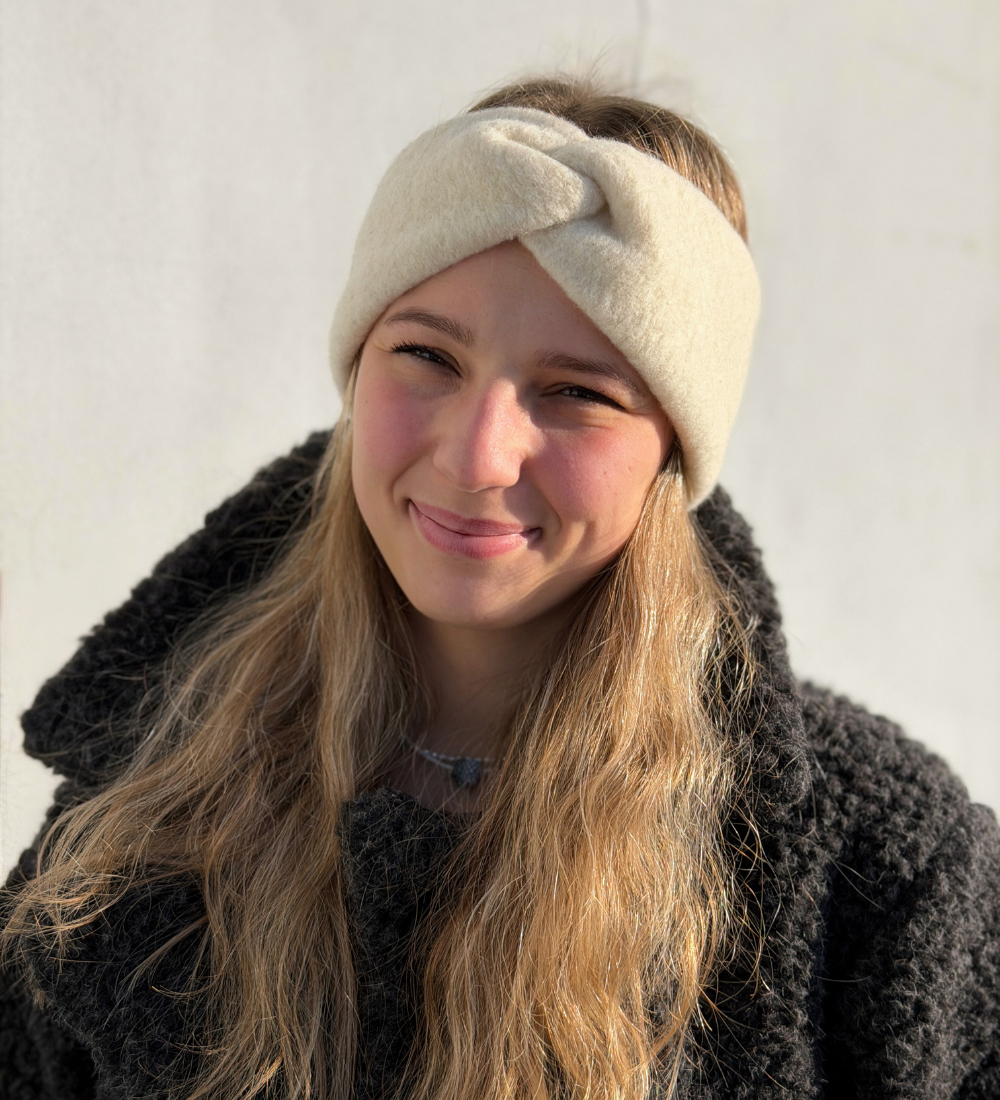 MYSA Opaska z merino i bawełny - ecru