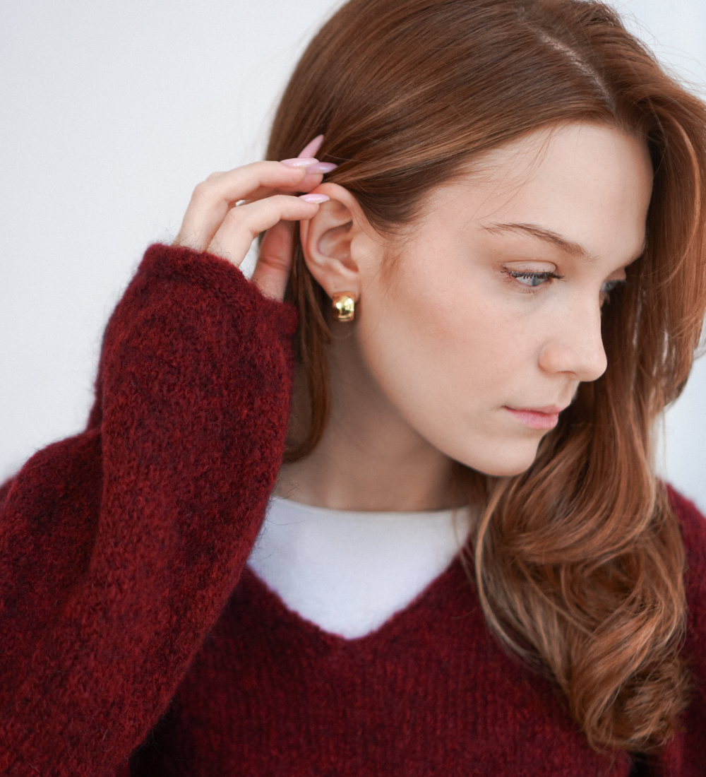 GEMMA Lekki sweter z wełną i moherem - bordowy