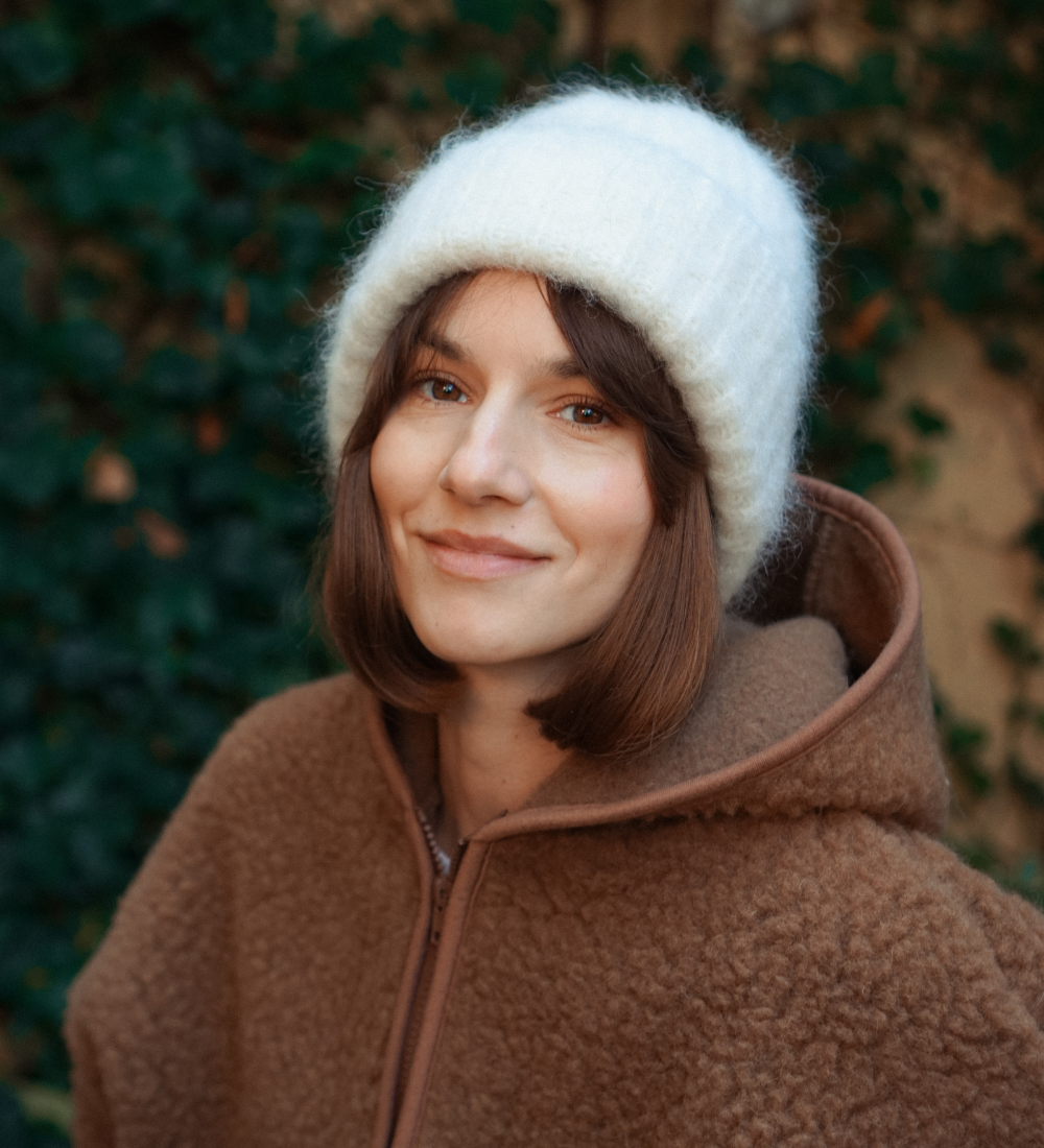 SAGA Czapka z moheru i alpaki - ecru