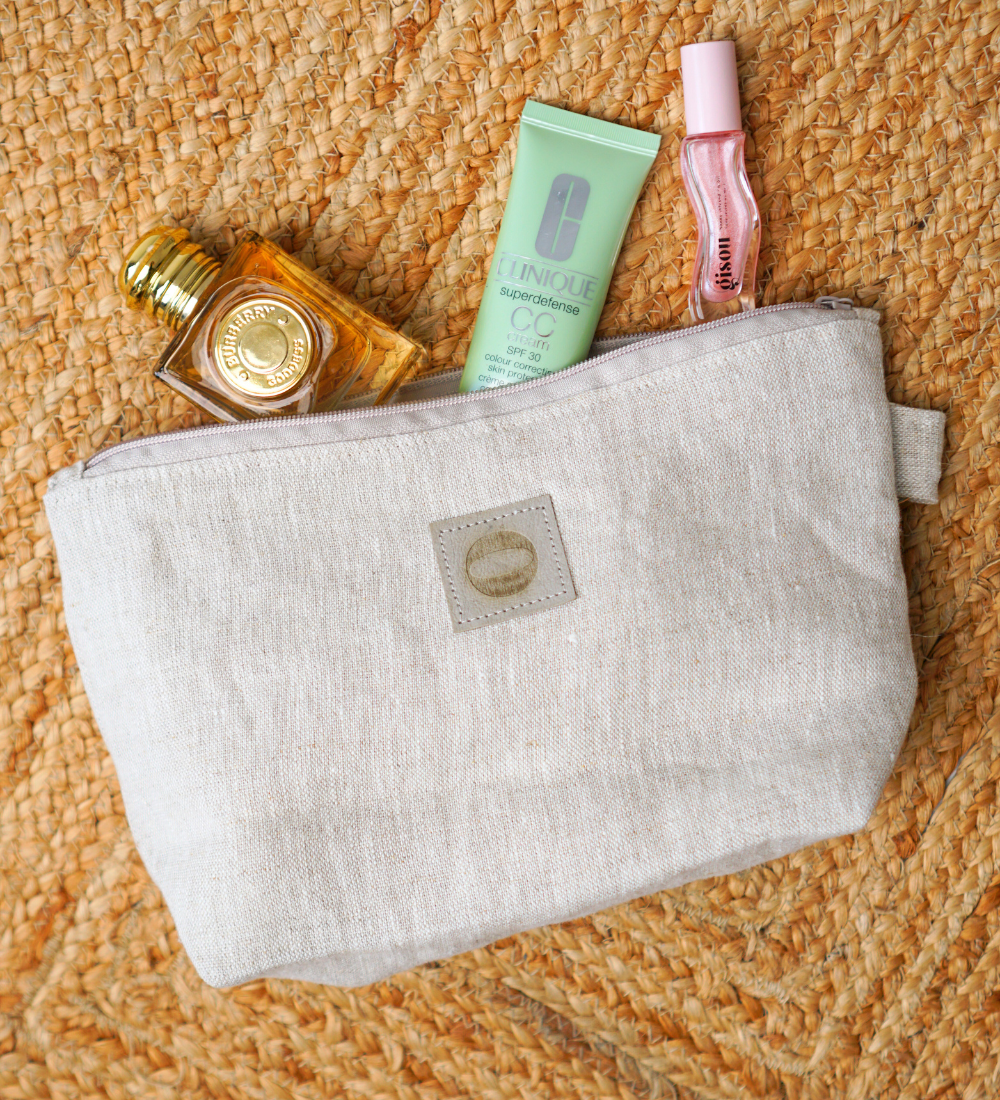 SKRYTKA Kosmetyczka z polskiego lnu – do torby i solo - morska bryza