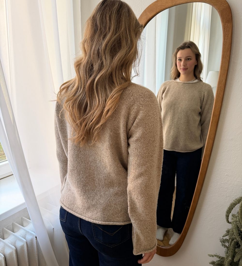 MILLA Sweter z wełny merynosa - beżowy