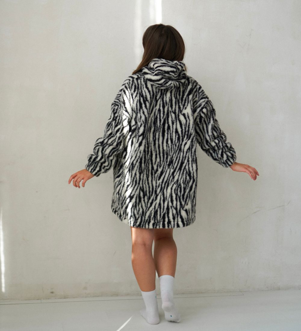 BOOM Wełniana bluza z kapturem merino - zebra