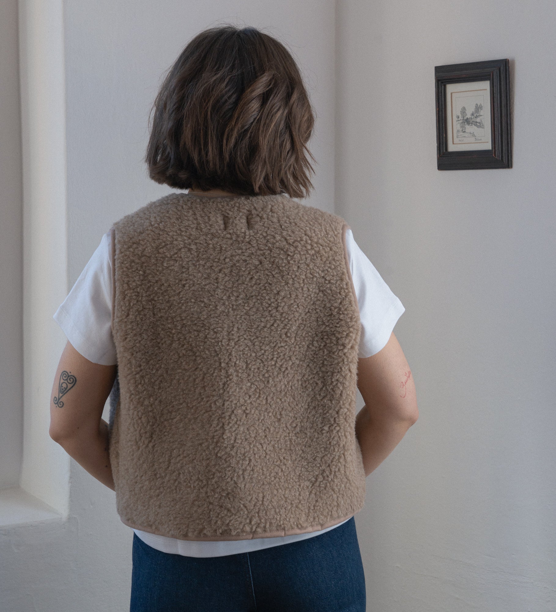 GAJA Zapinana kamizelka z wełny merino - dębowa