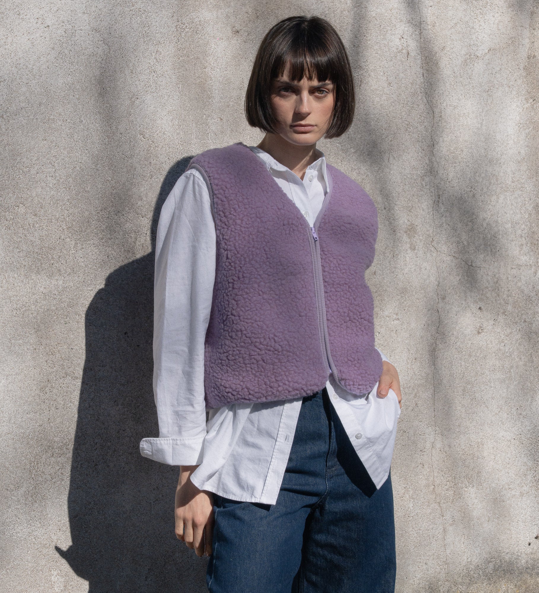 VILDE Wełniana kamizelka na zamek - fiołkowa