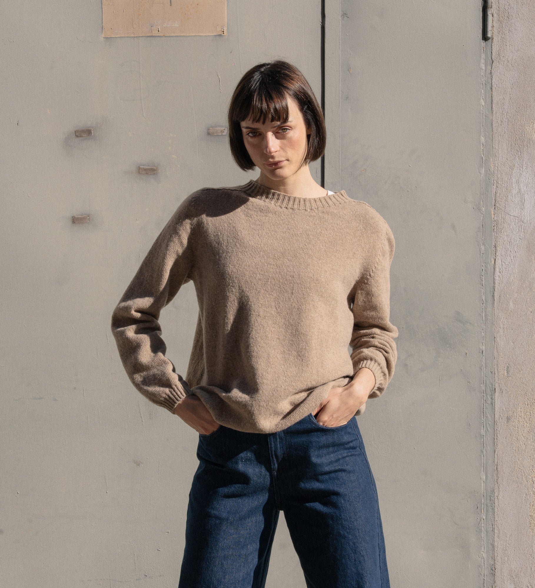 TYRA Classic merino wool jumper - light brown