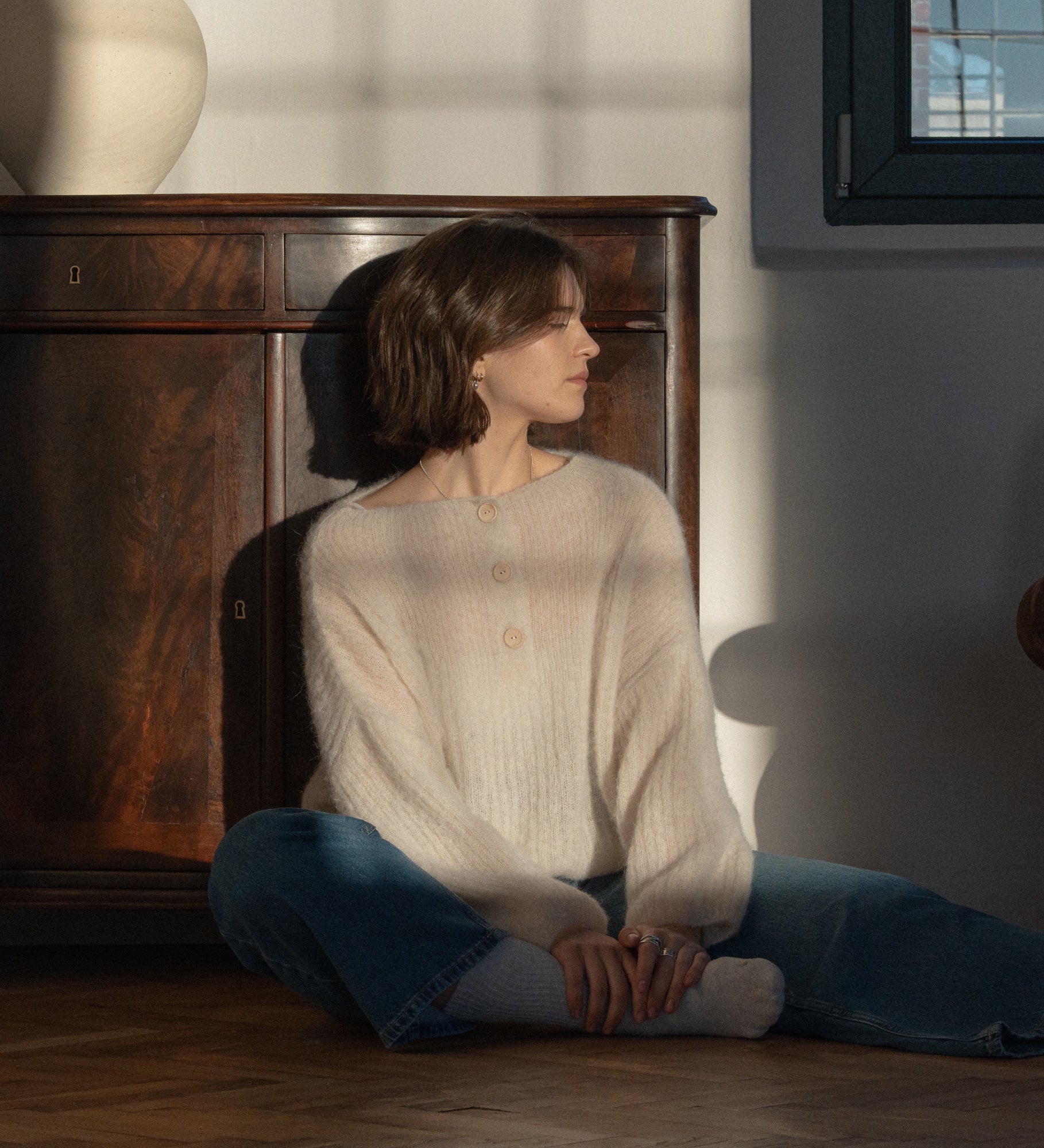 ISOLDE Lekki sweterek z wełny alpaki - beżowy