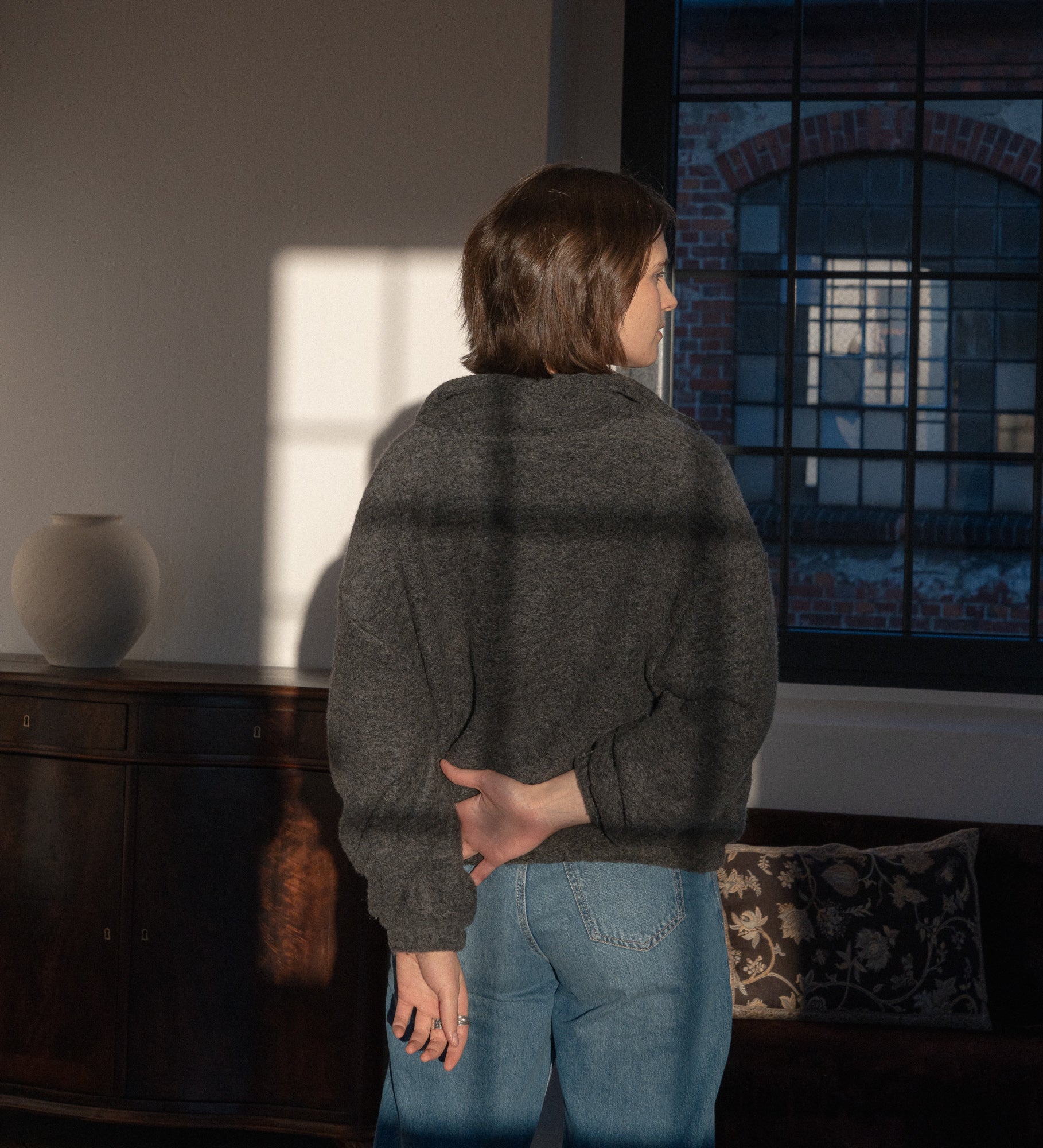 RIVIA Lightweight merino wool & cotton bomber jacket - graphite