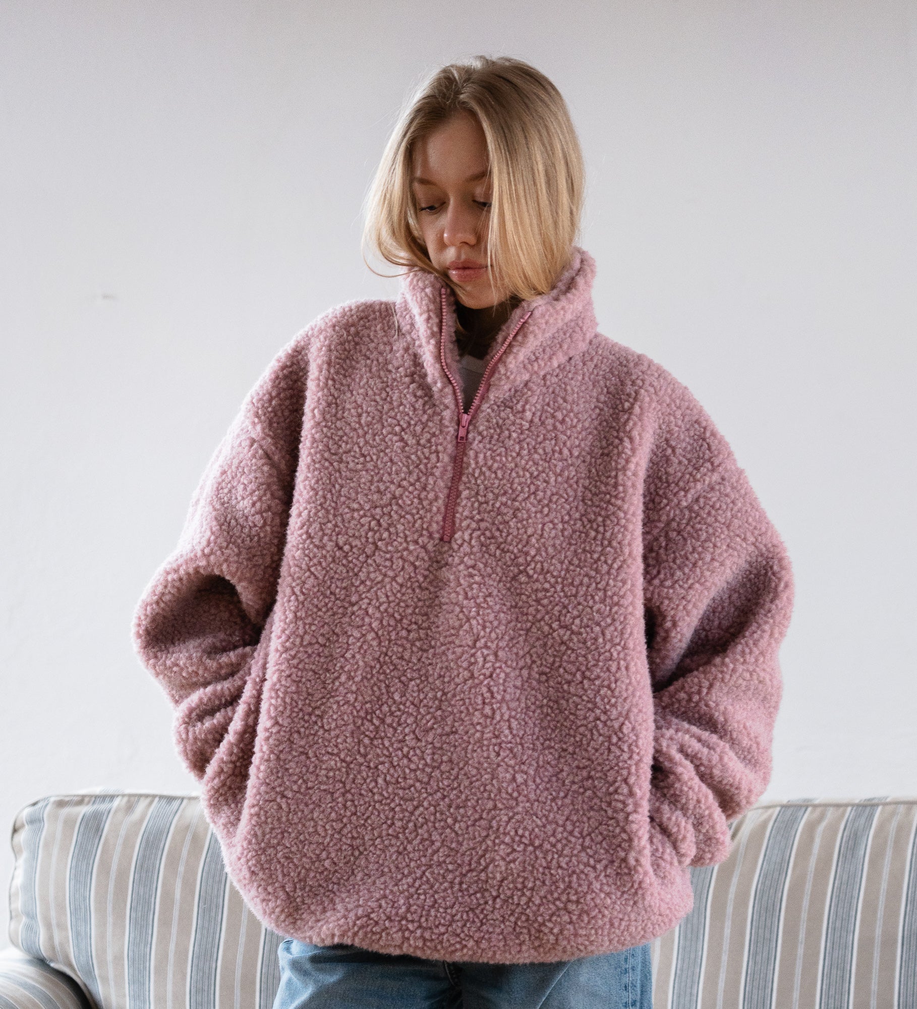 MYRRA Polar sherpa z wełny merino - pudrowy róż