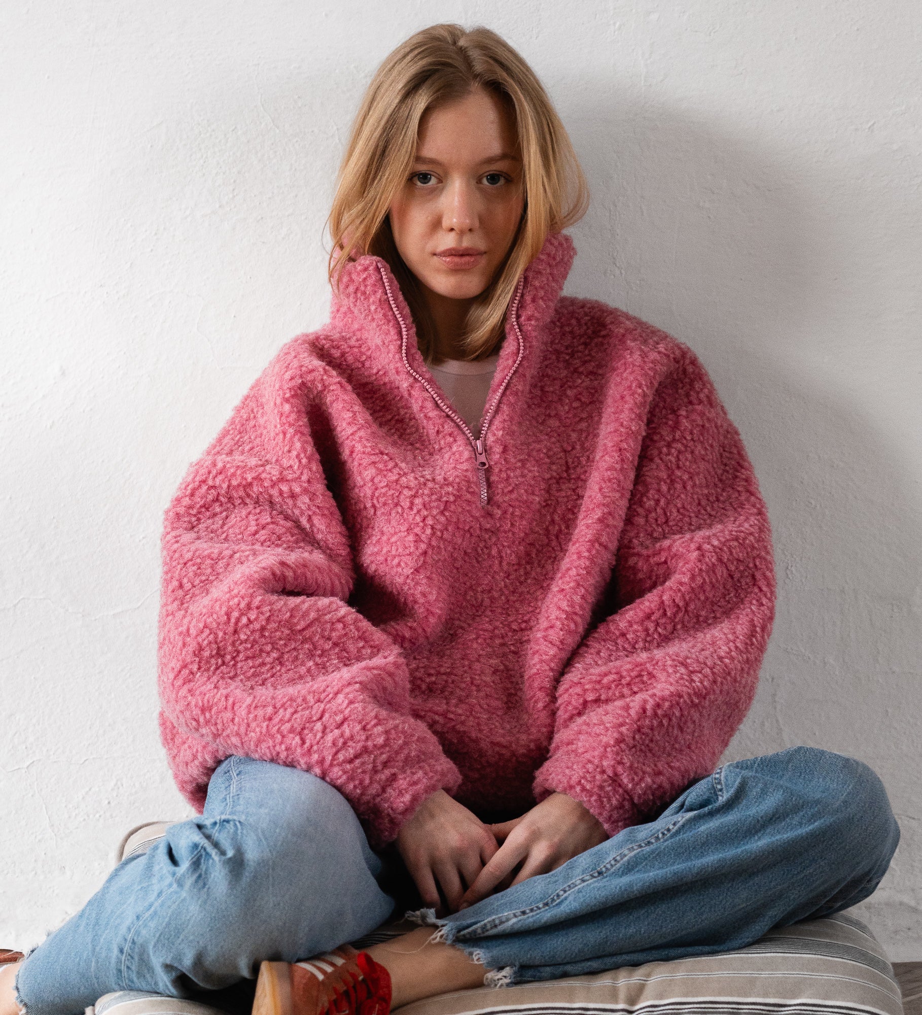 MYRRA Polar sherpa z wełny merino - różowy