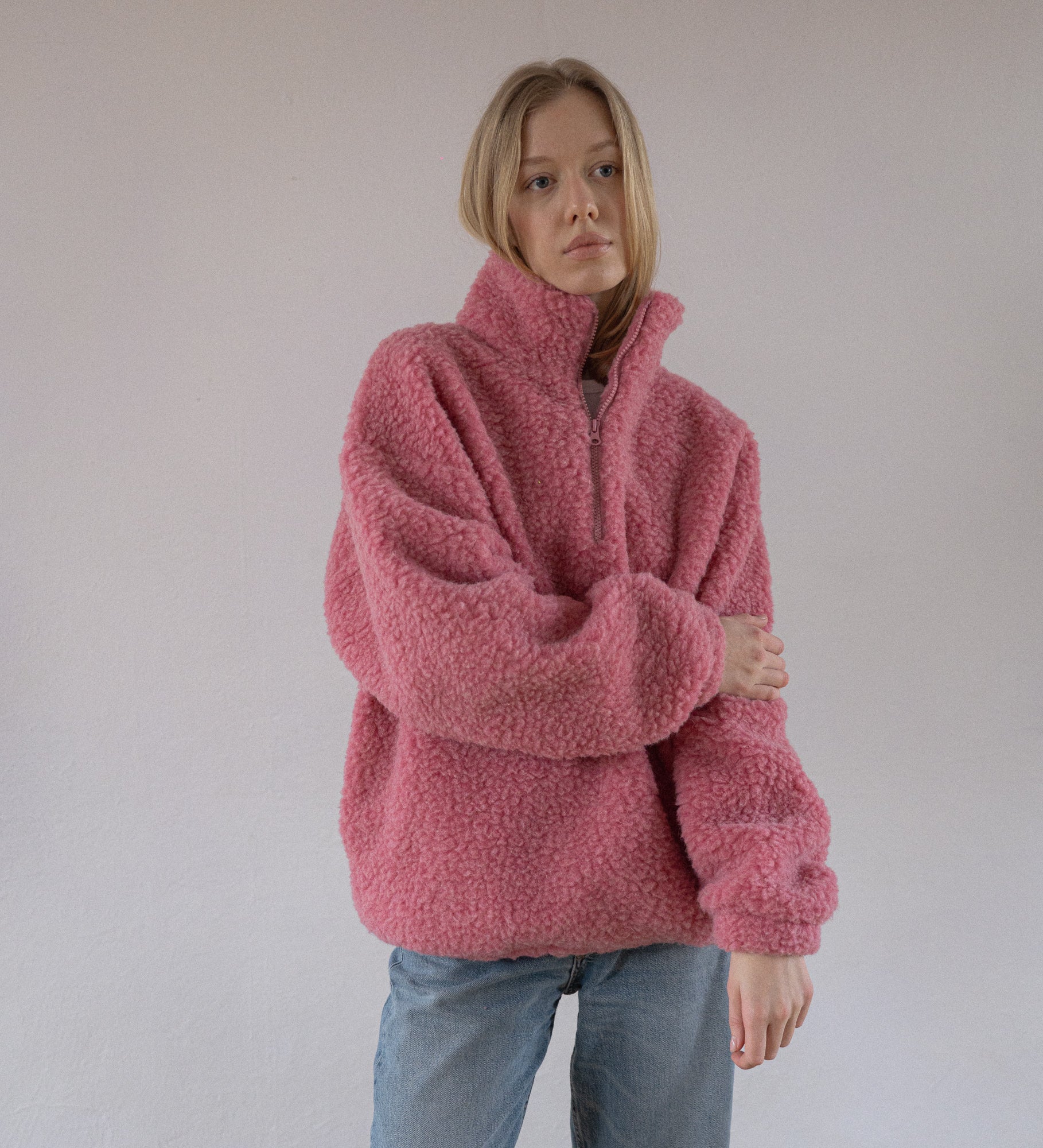 MYRRA Polar sherpa z wełny merino - różowy