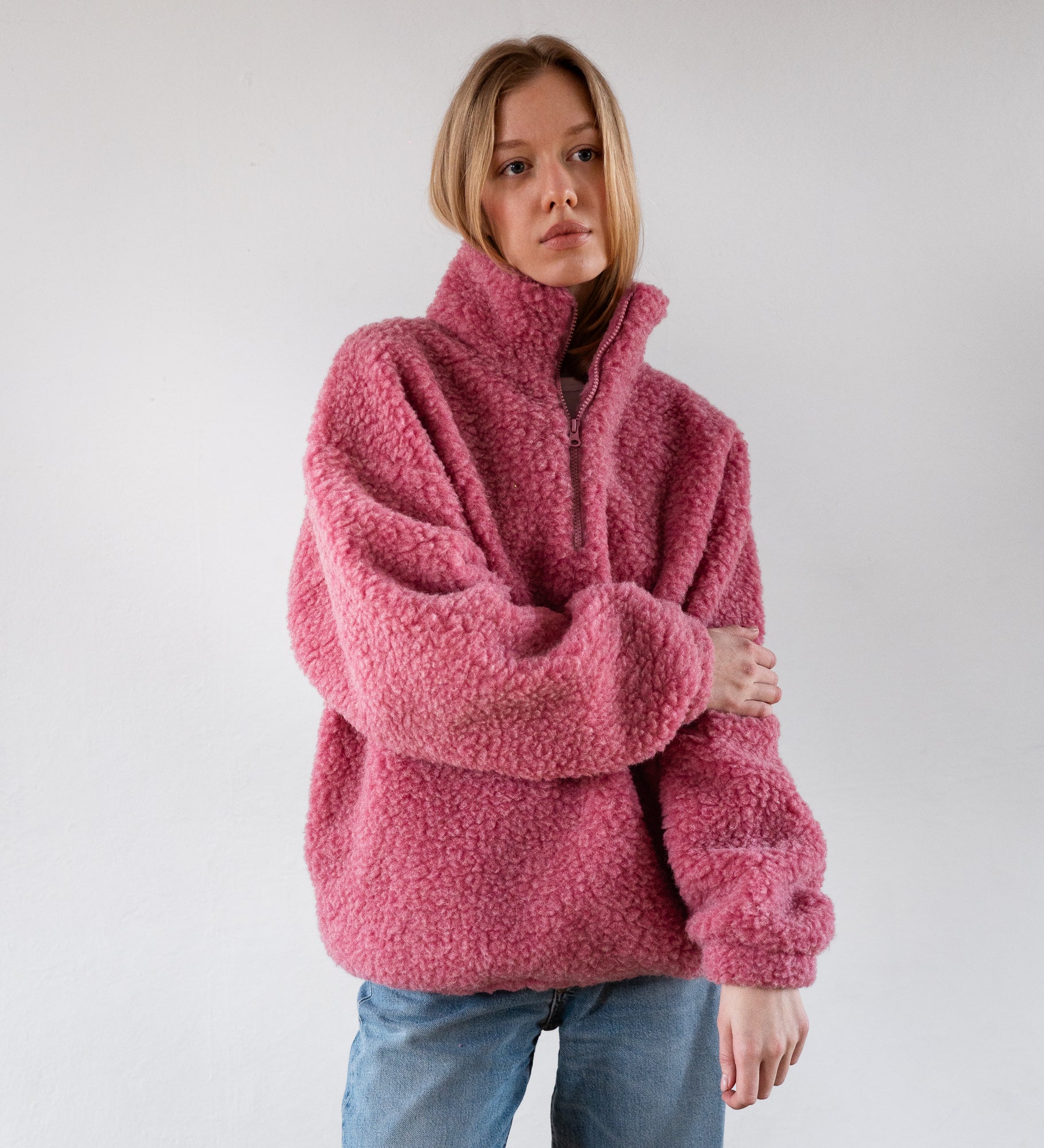 MYRRA Polar sherpa z wełny merino - różowy