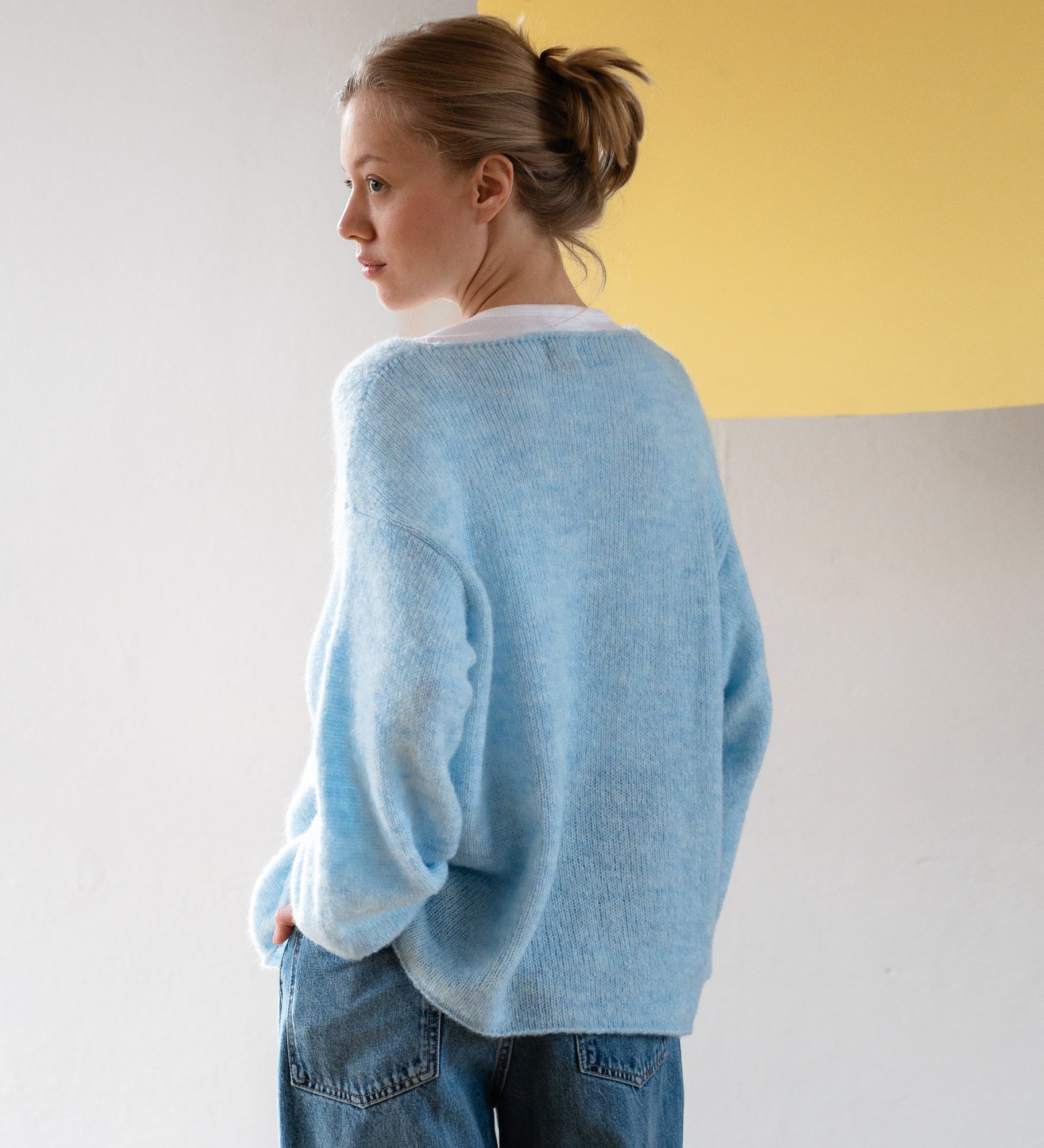 GEMMA 2.0 Lekki sweter z wełną i moherem - błękitny