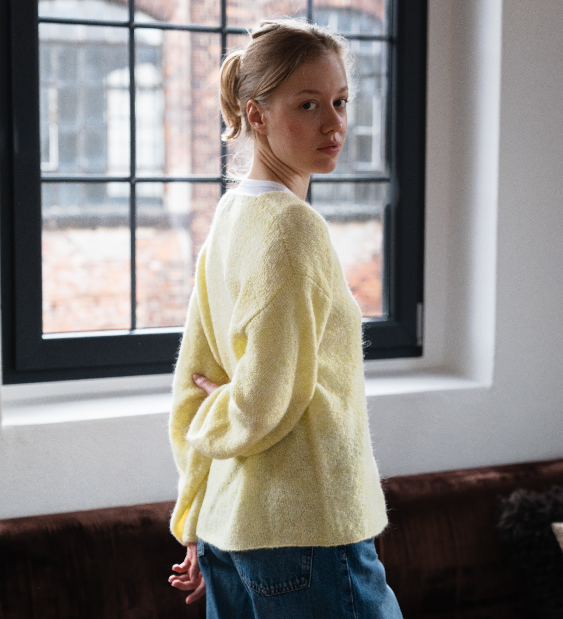 GEMMA 2.0 Lekki sweter z wełną i moherem - cytrynowy