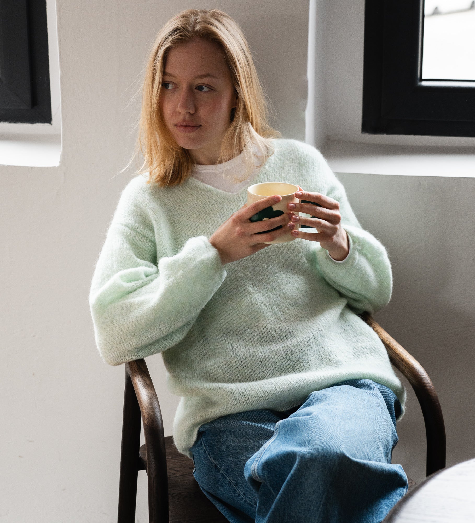 GEMMA 2.0 Lekki sweter z wełną i moherem - miętowy