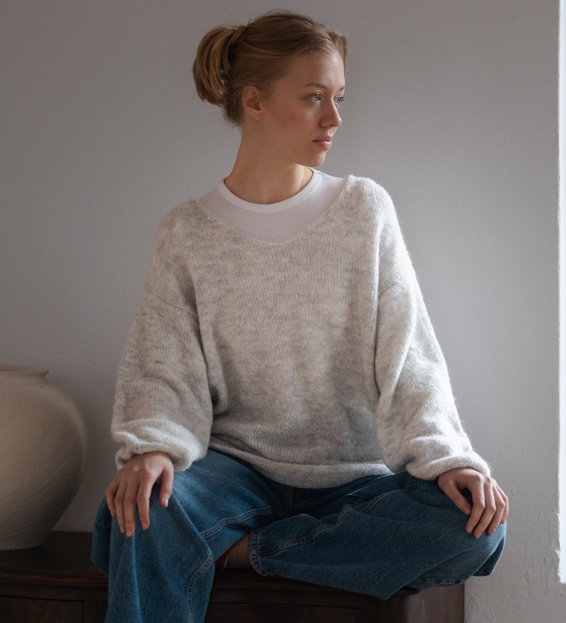 GEMMA 2.0 Lekki sweter z wełną i moherem - szary