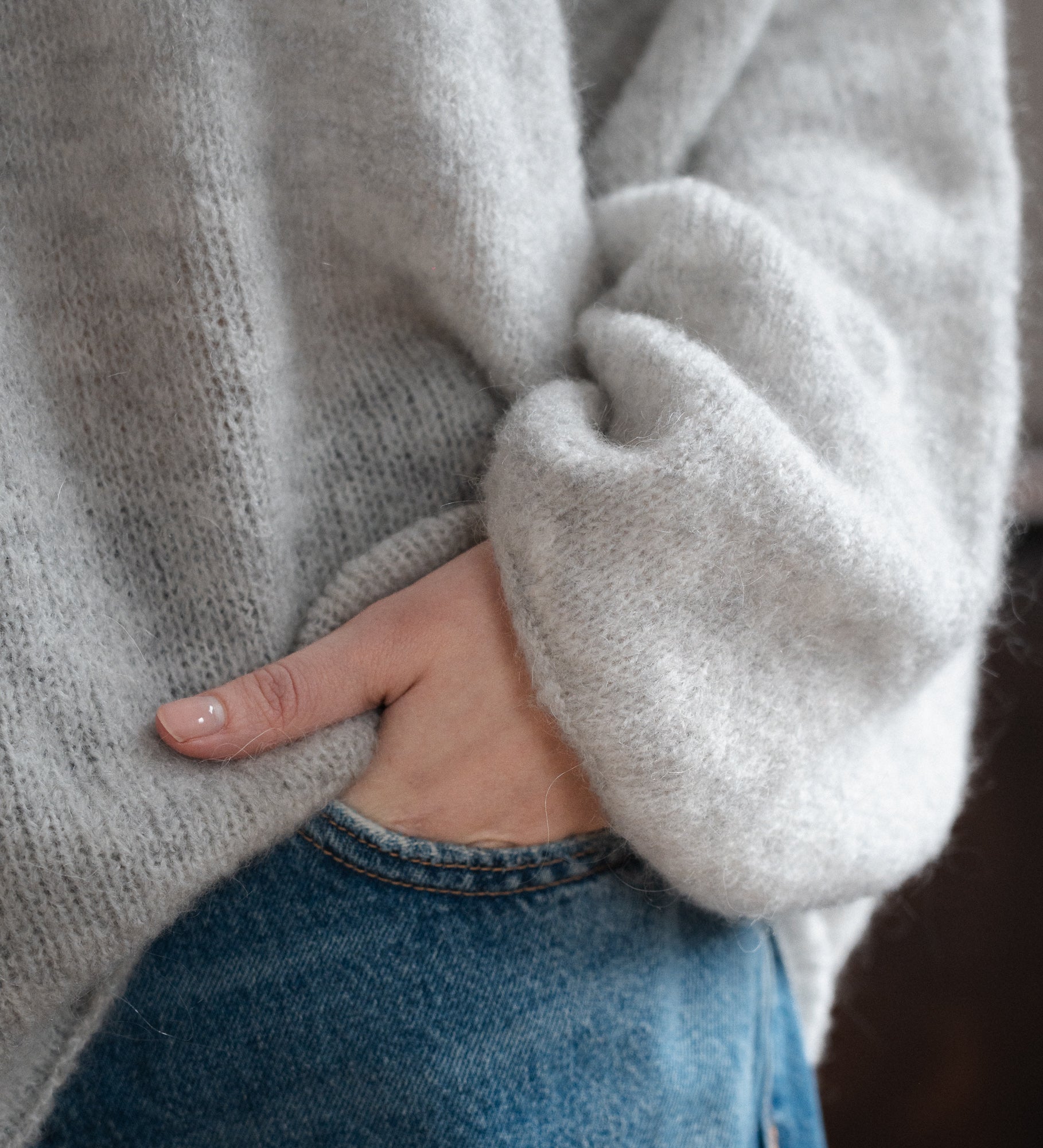 GEMMA 2.0 Lekki sweter z wełną i moherem - szary