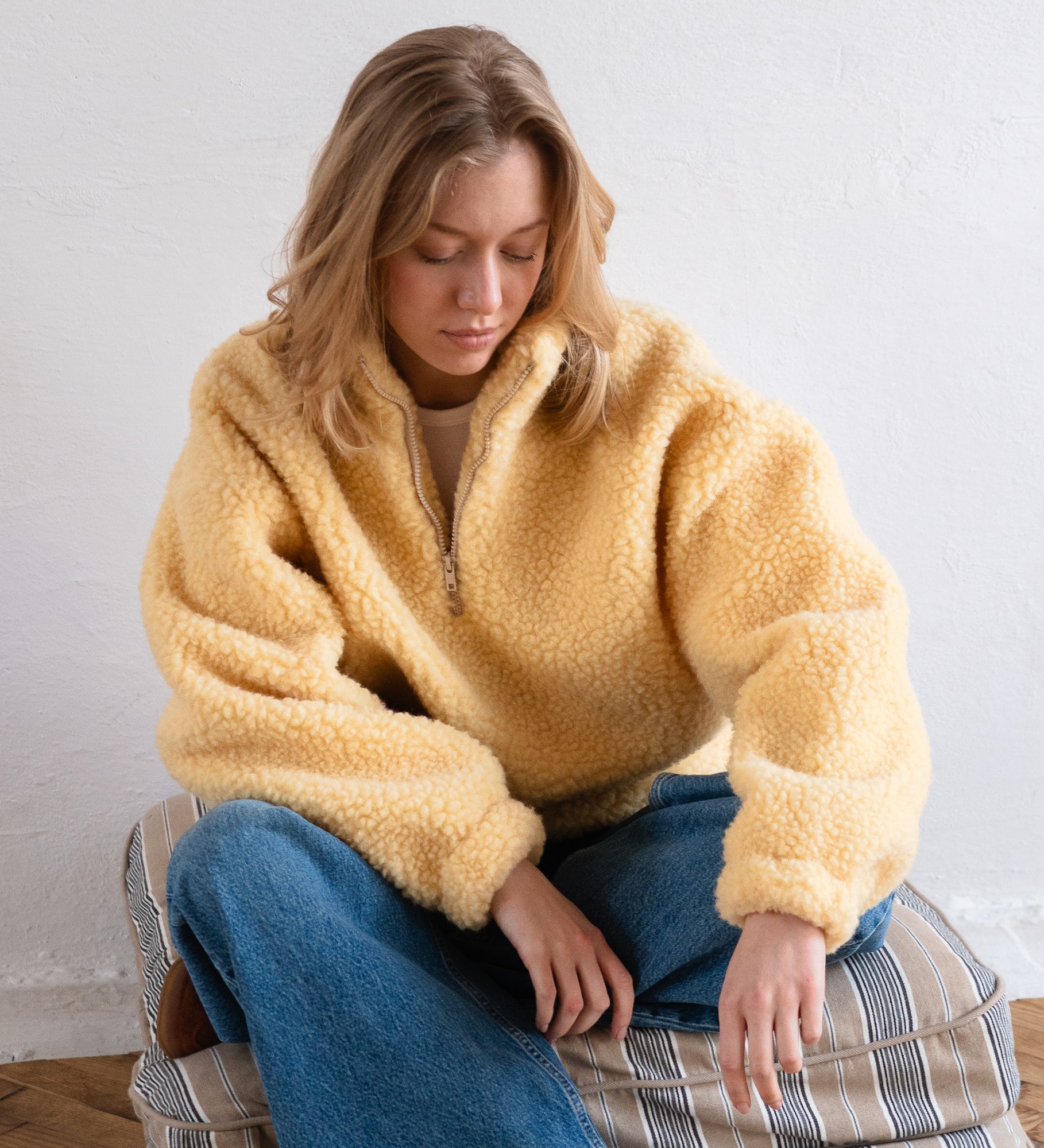 MYRRA Polar sherpa z wełny merino - masełkowy