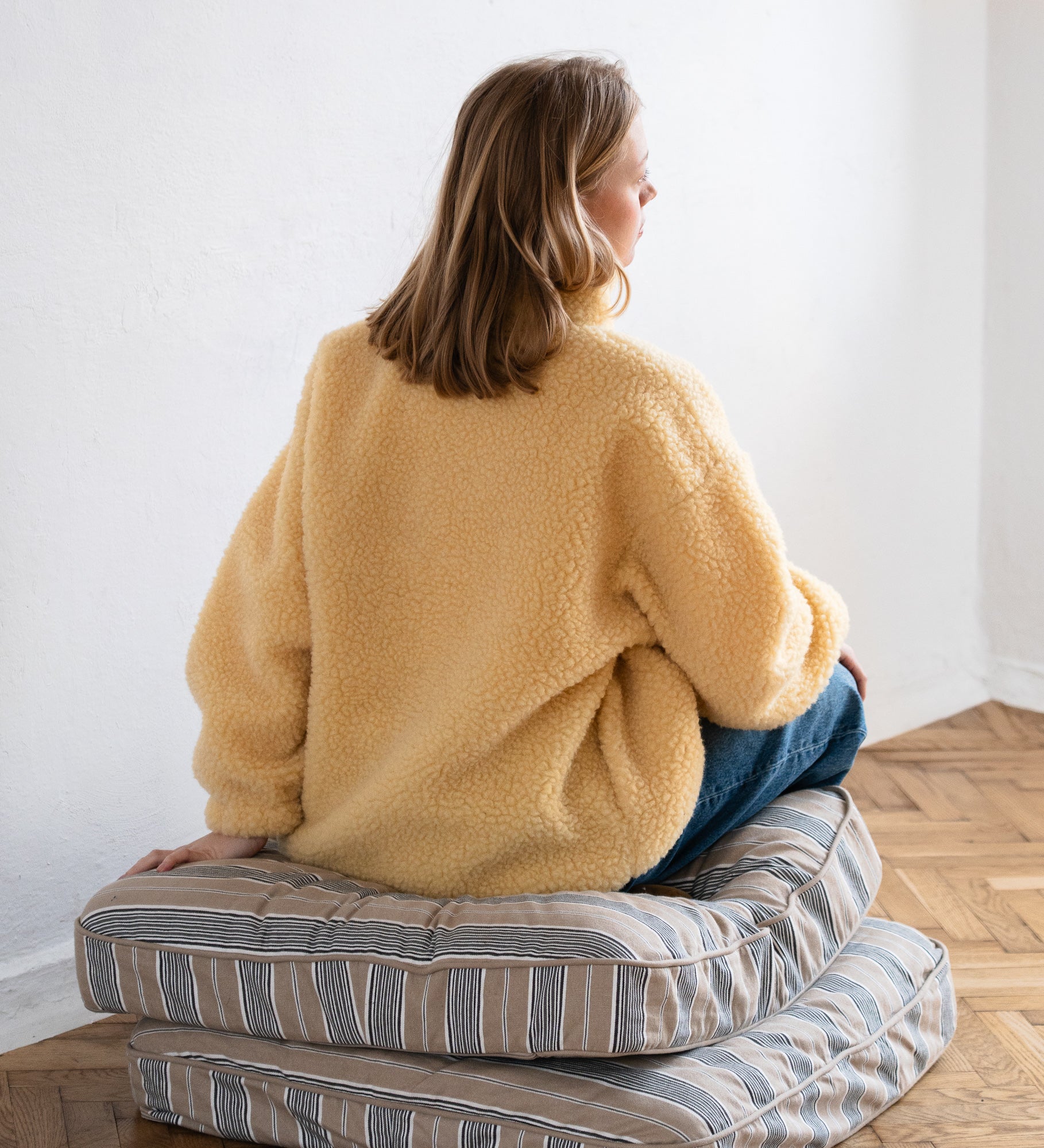 MYRRA Polar sherpa z wełny merino - masełkowy