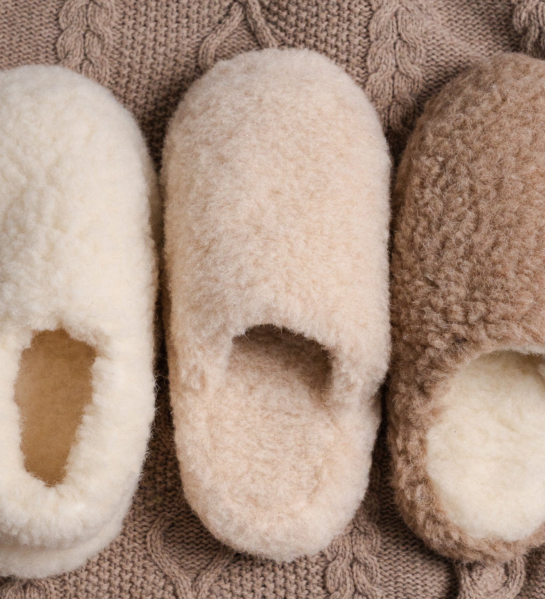 MILA wool slippers wsuwane - beige