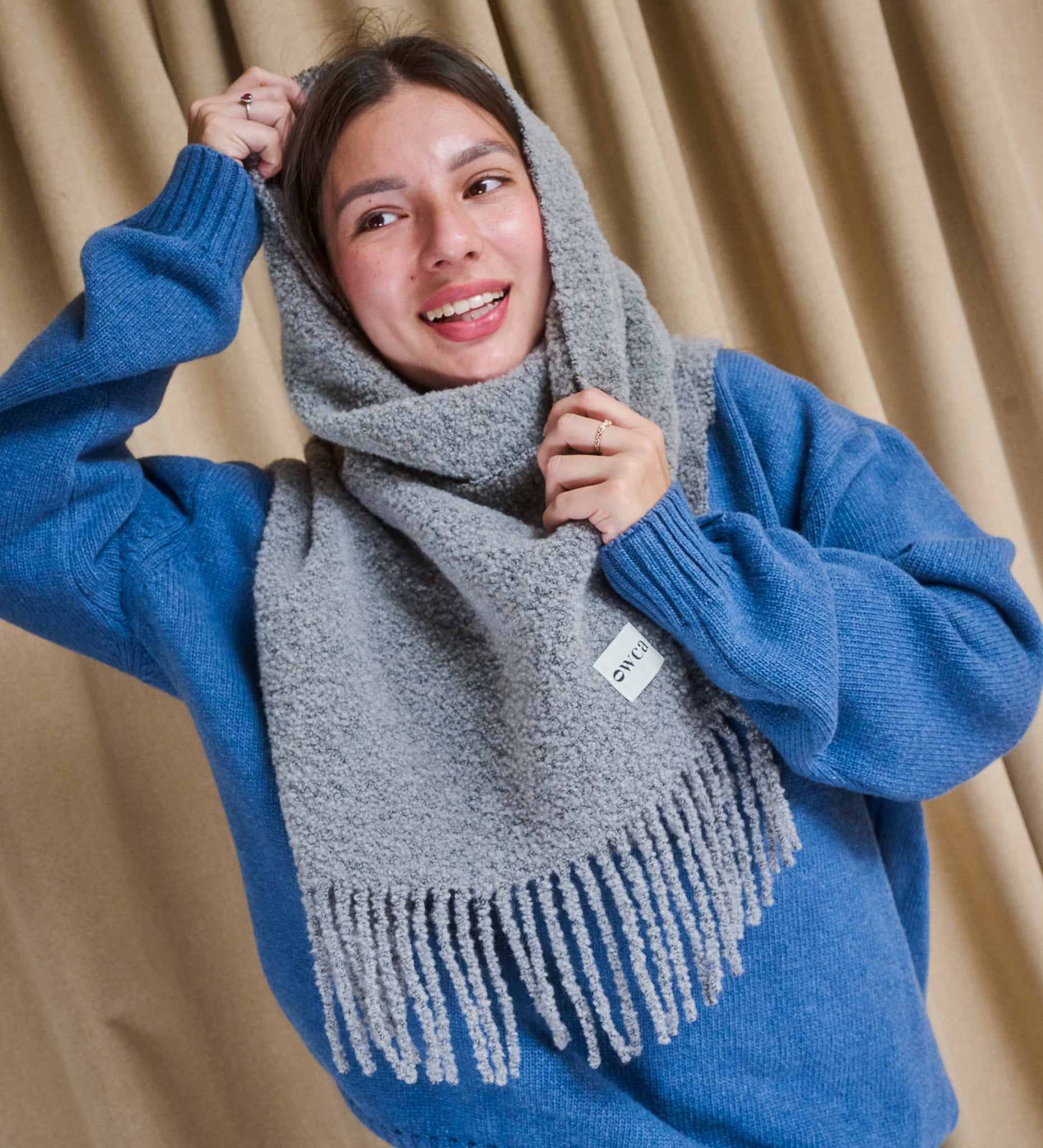 LEAH merino boucle scarf - grey