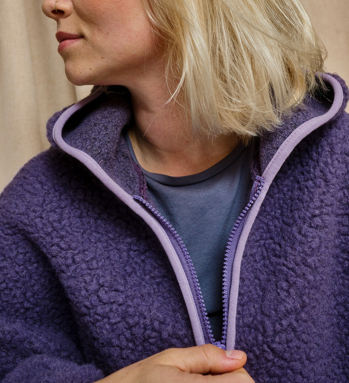 MIŚ wool hooded jacket - ecru