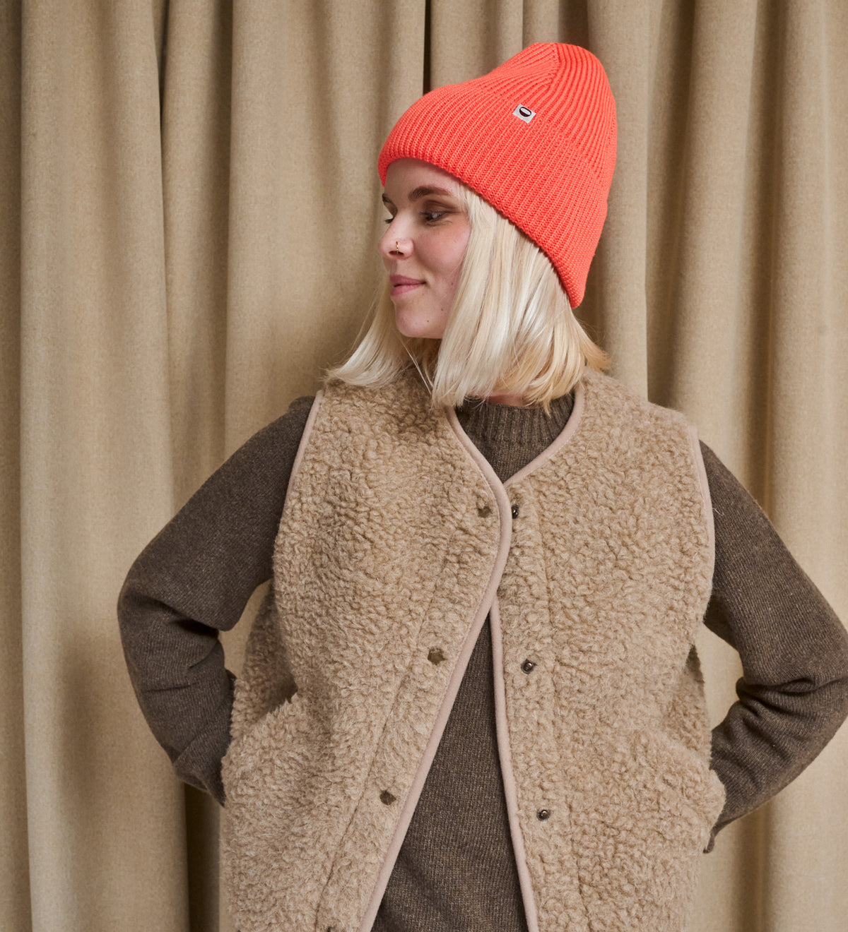 SIGRID Women's 100% merino wool beanie - orange