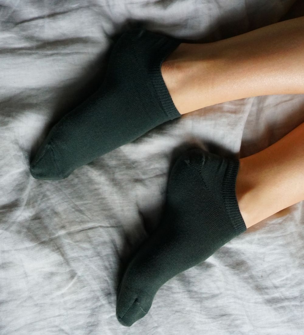 Niskie skarpety merino beżowe i zielone dwupak