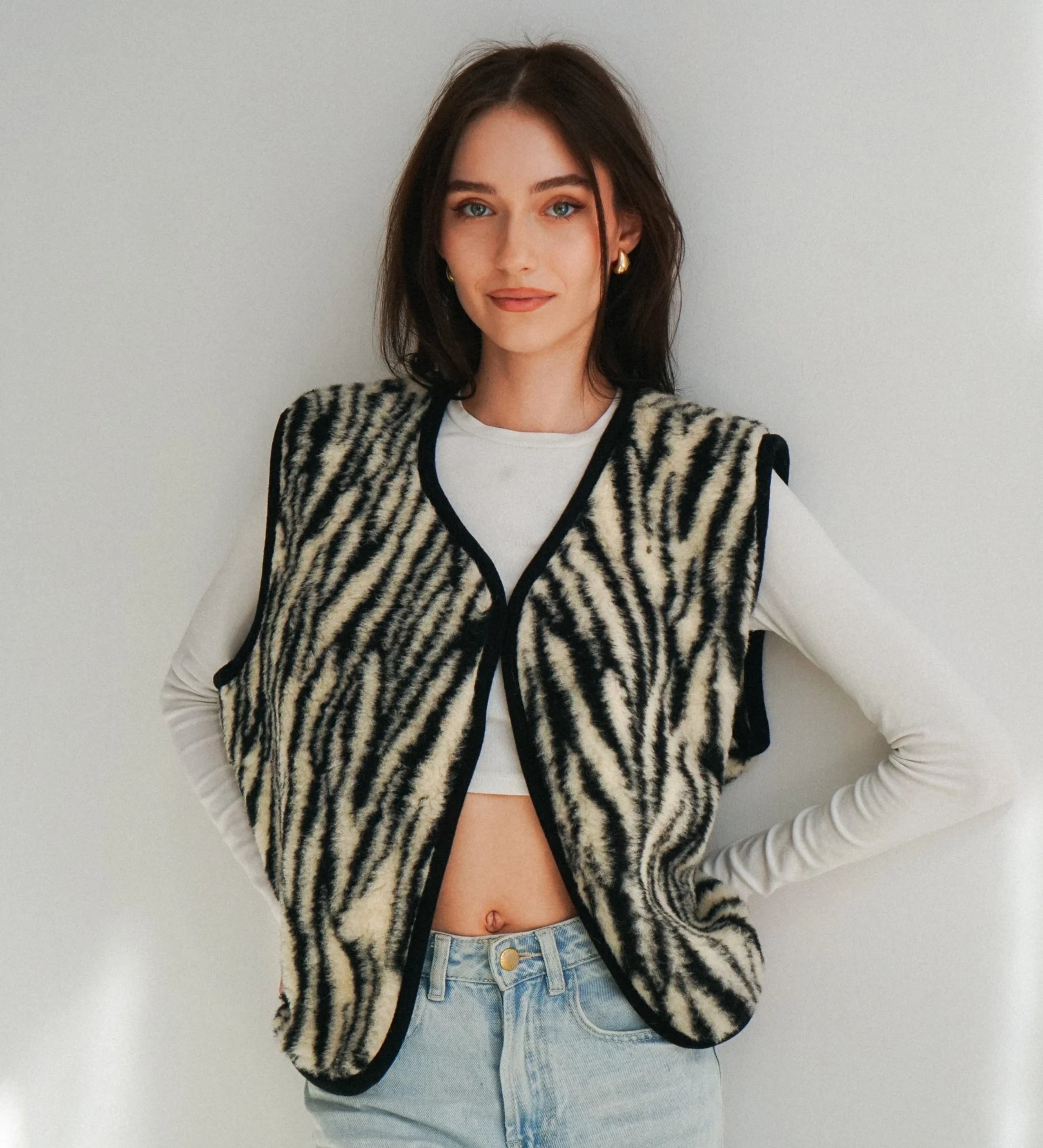 Wełniana kamizelka merino zebra