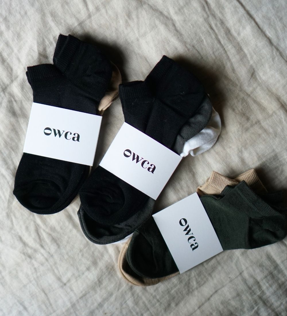 Dwupak wełnianych niskich skarpet merino beżowe + zielone