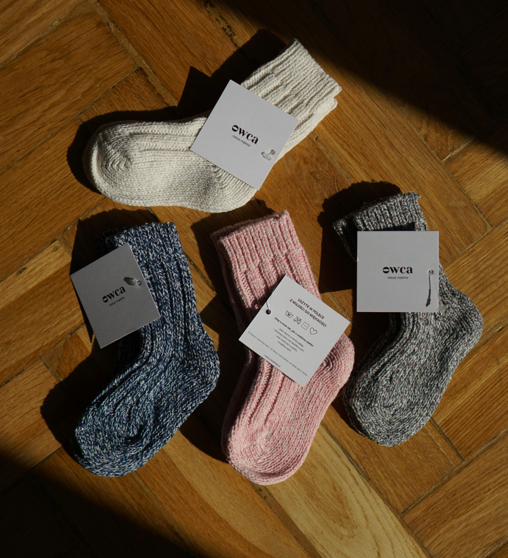 LEIF Skarpetki dziecięce z wełny merino – ciepłe i miękkie - różowe