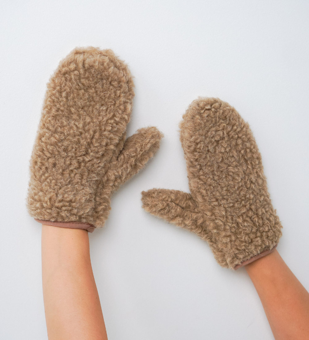 Dębowe rękawiczki mitenki z wełny merino