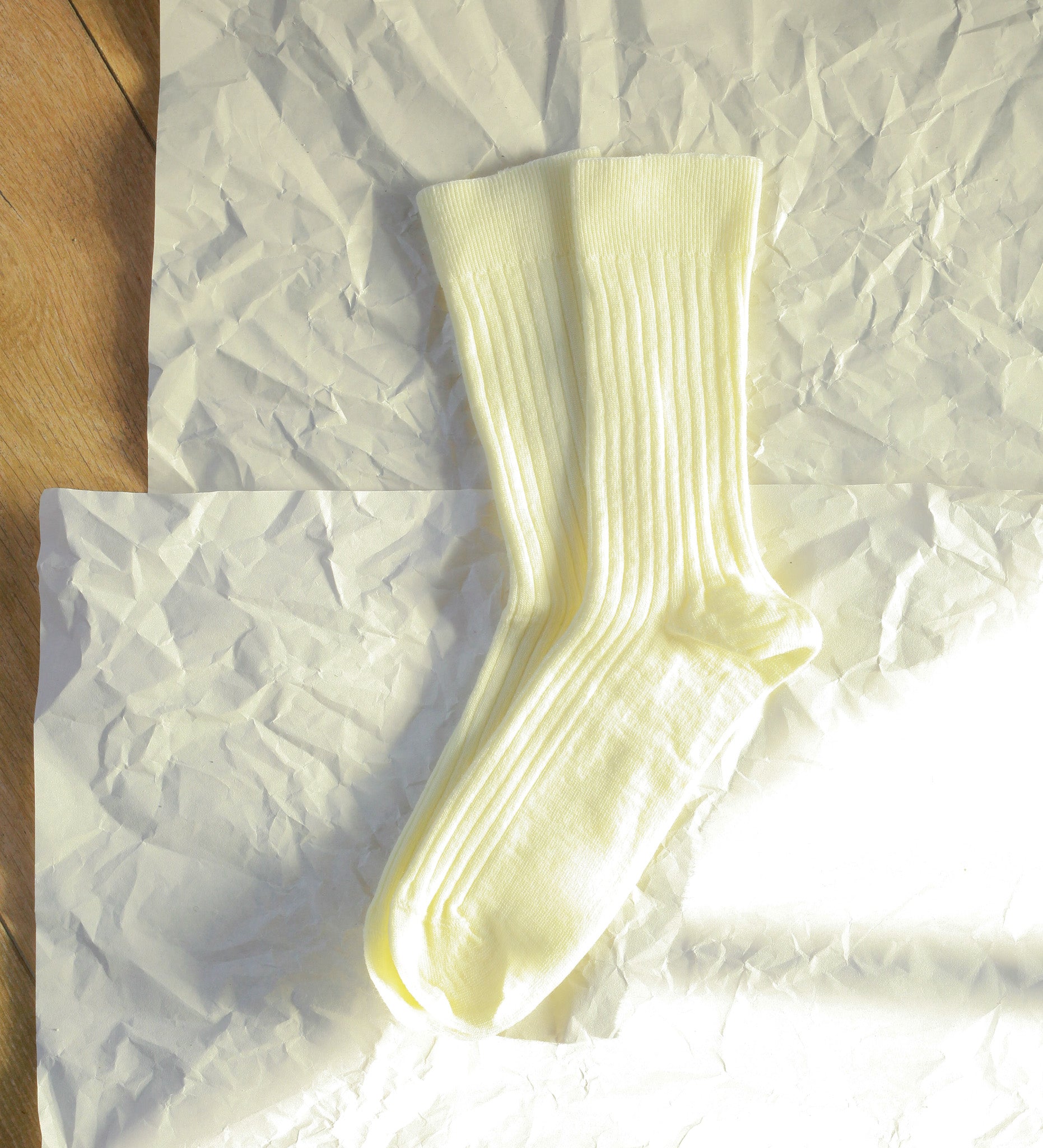 LARS Skarpety merino klasyczne w prążki - ecru