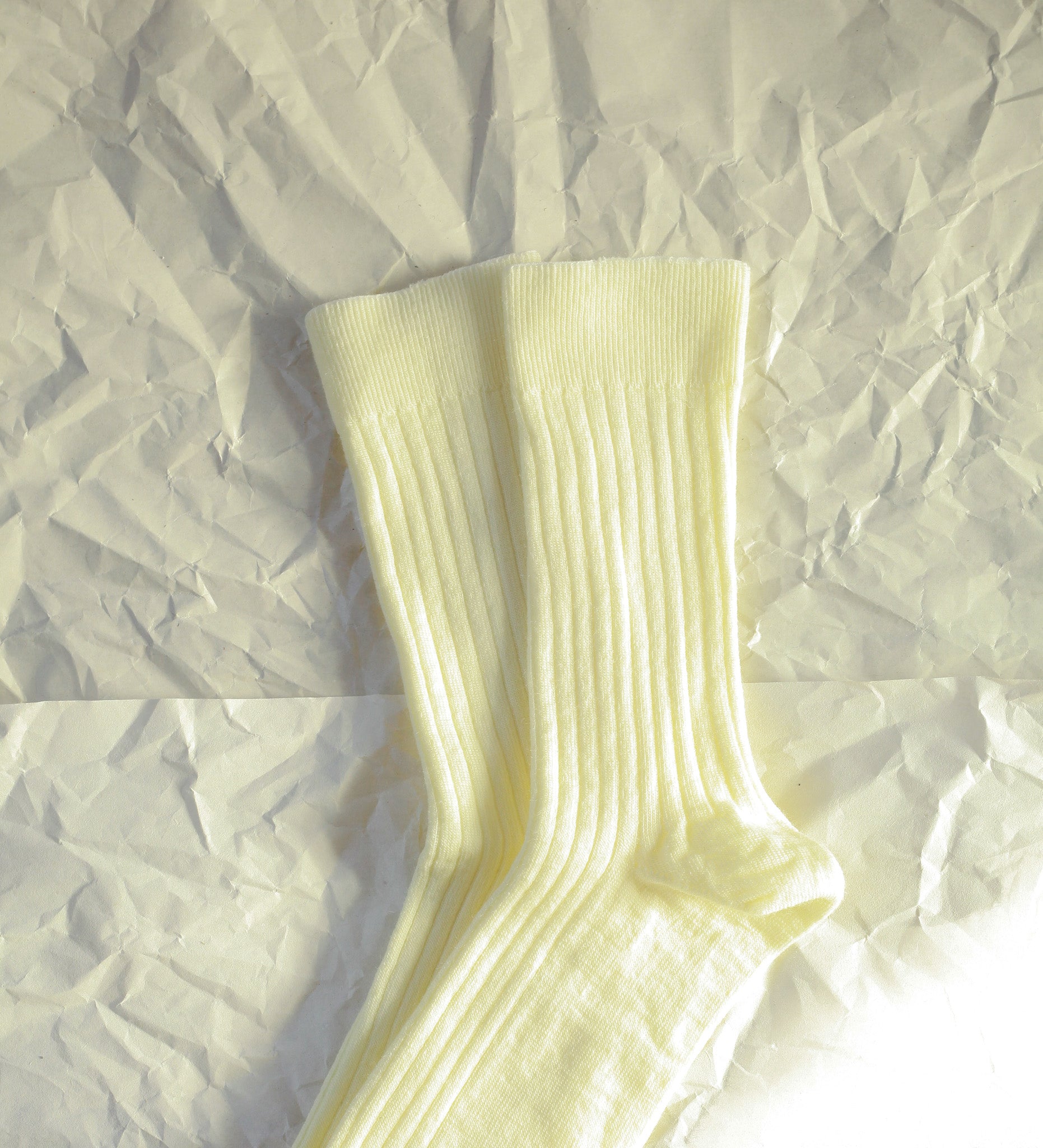 LARS Skarpety merino klasyczne w prążki - ecru