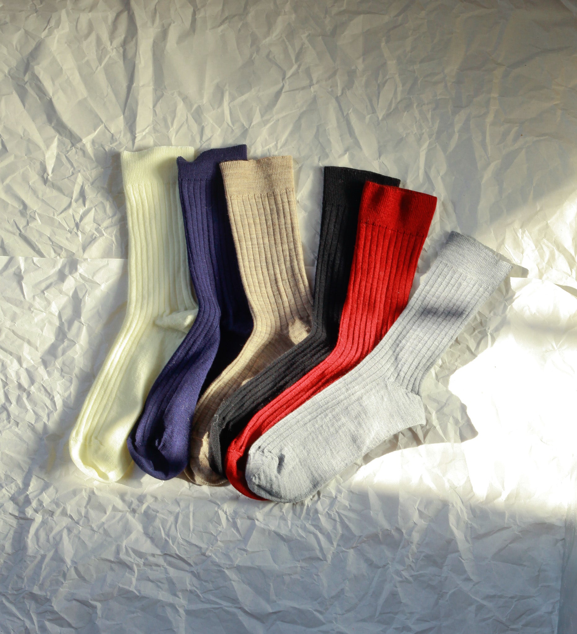 LARS Skarpety merino klasyczne w prążki - granatowe