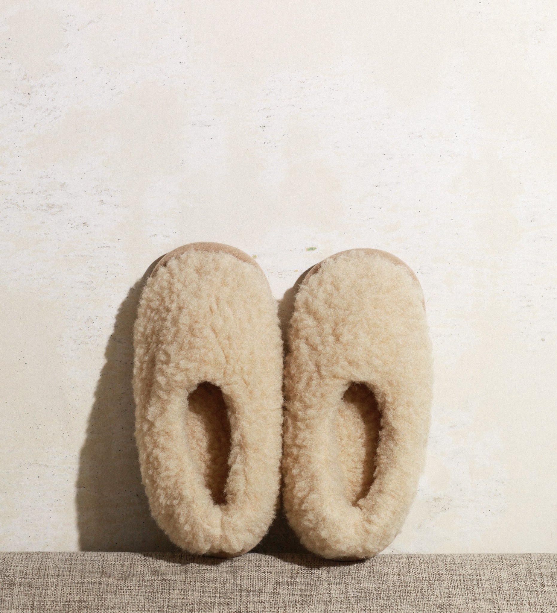 NATALIA Bambosze wełniane damskie merino - beżowe