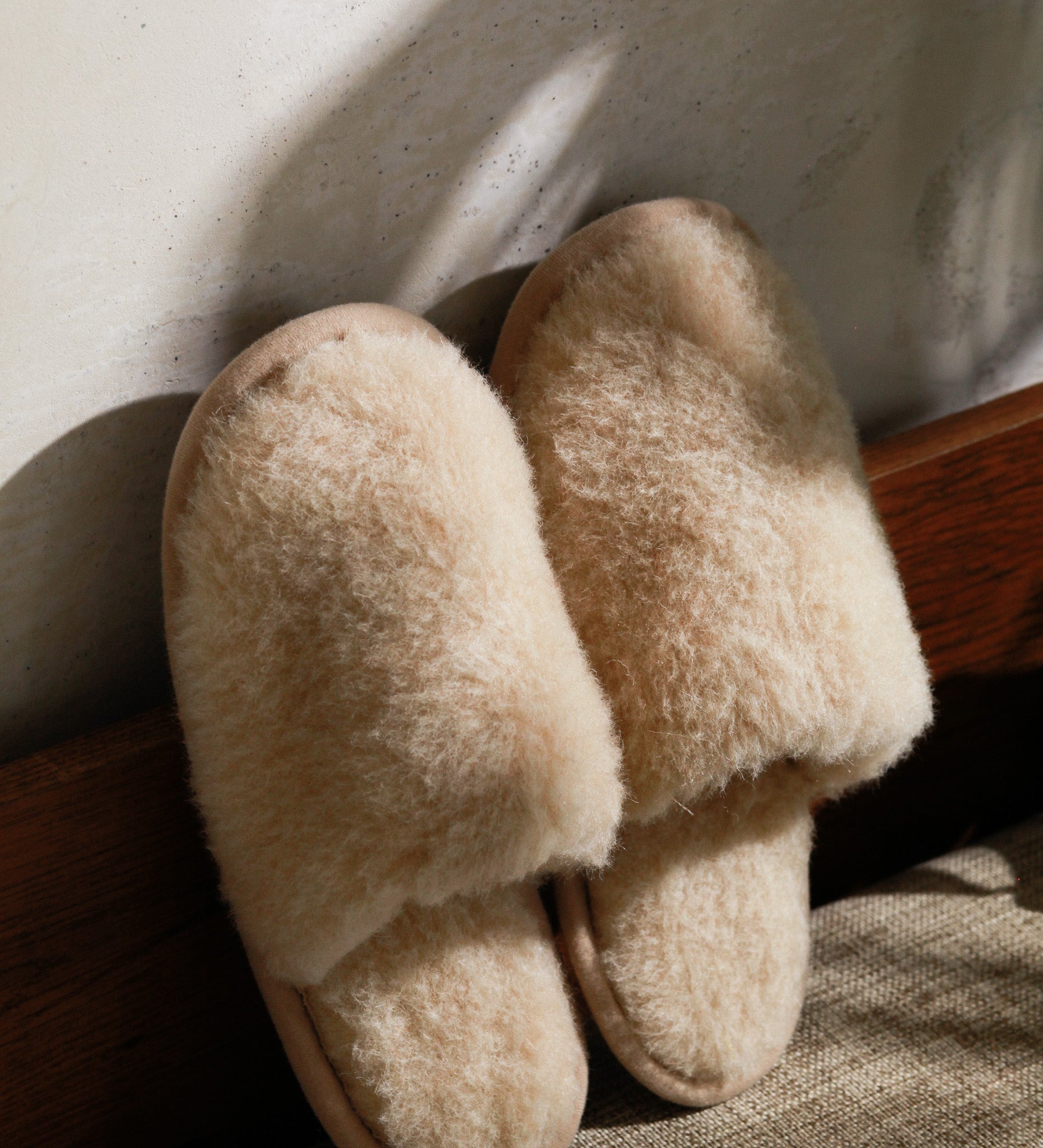 GRETA Wełniane kapcie z wełną wielbłąda - beżowe