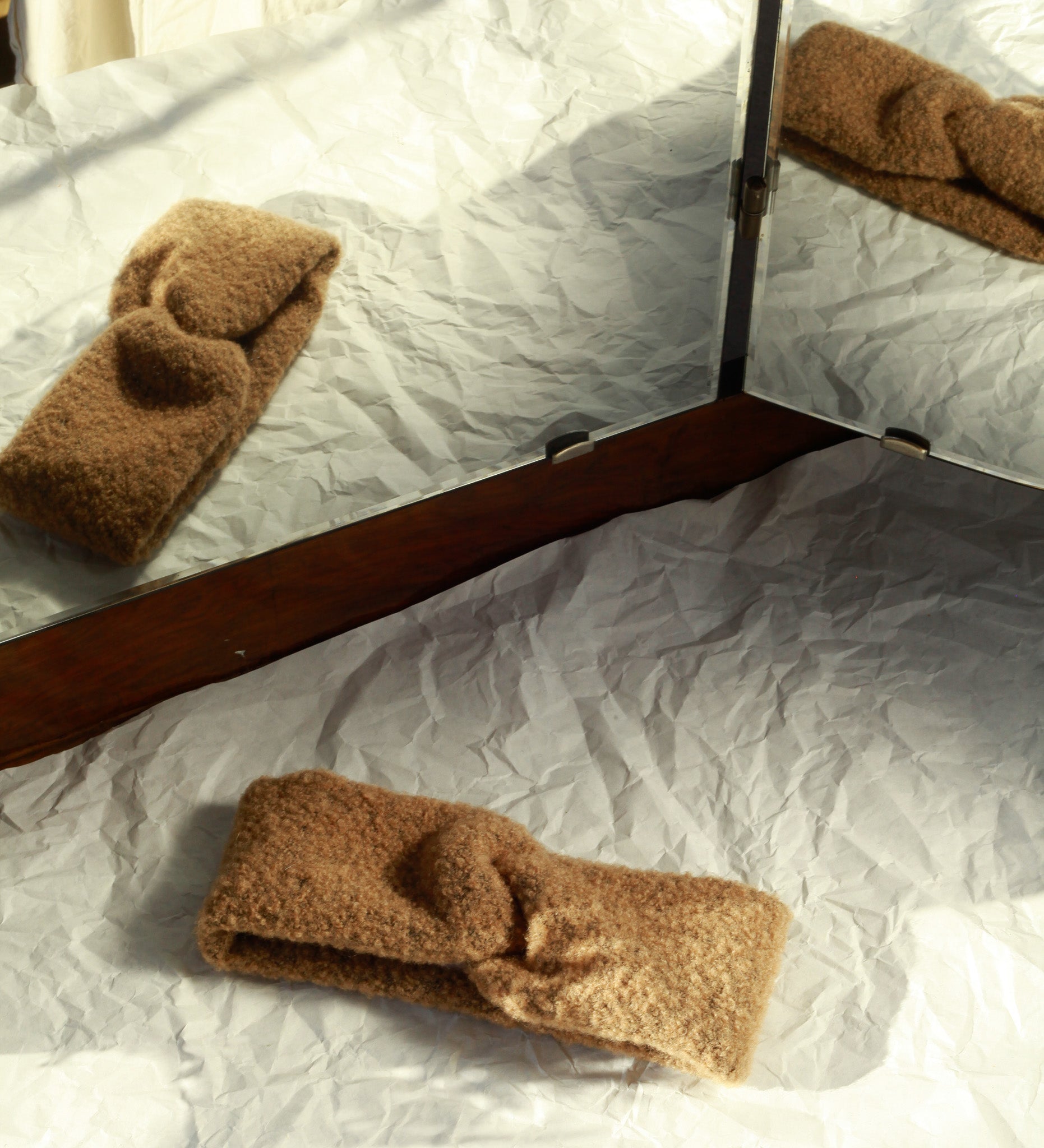 ELLA Opaska z wełny merynosa boucle - brązowa