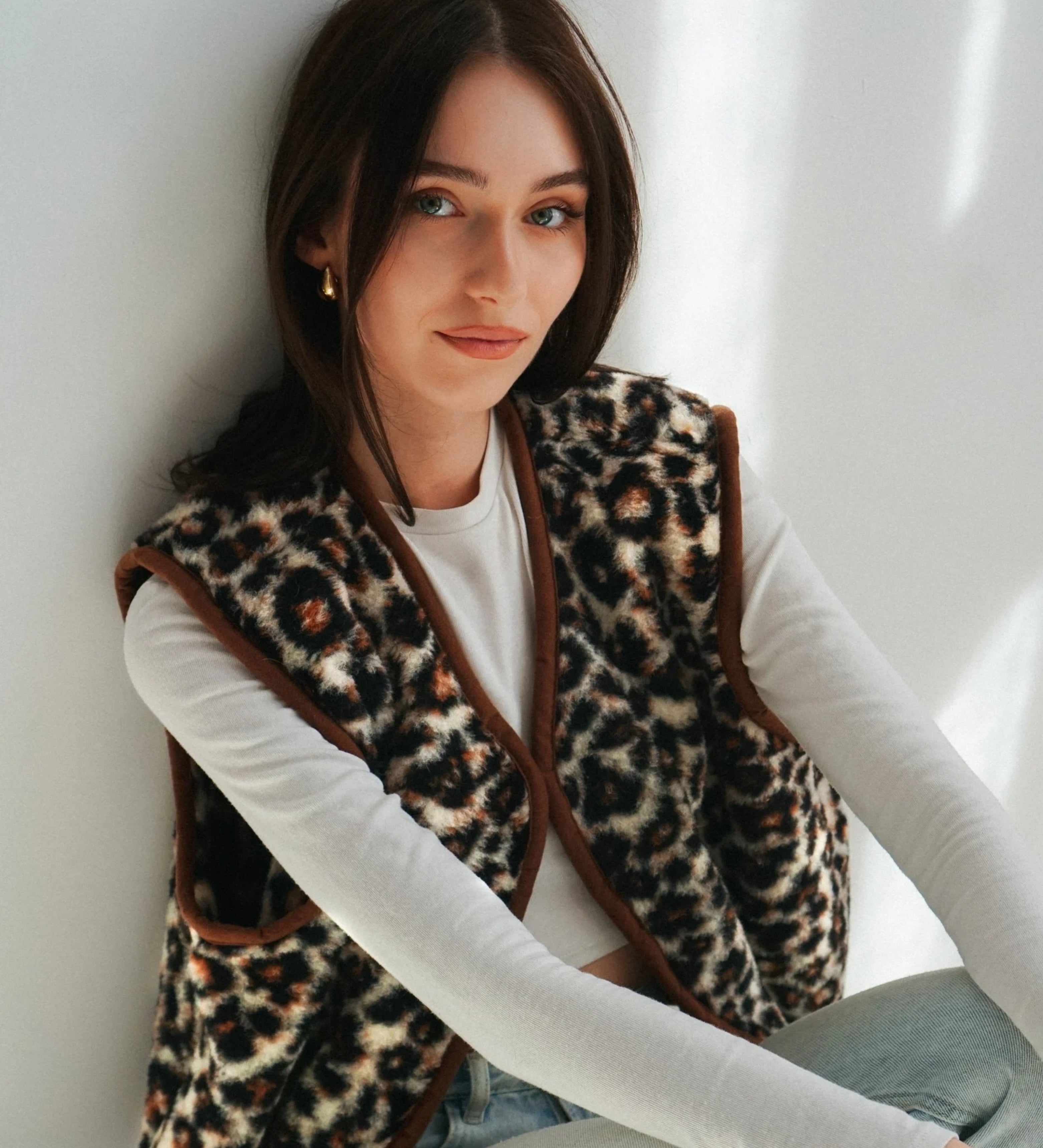 Merino kamizelka panterkowy wzór