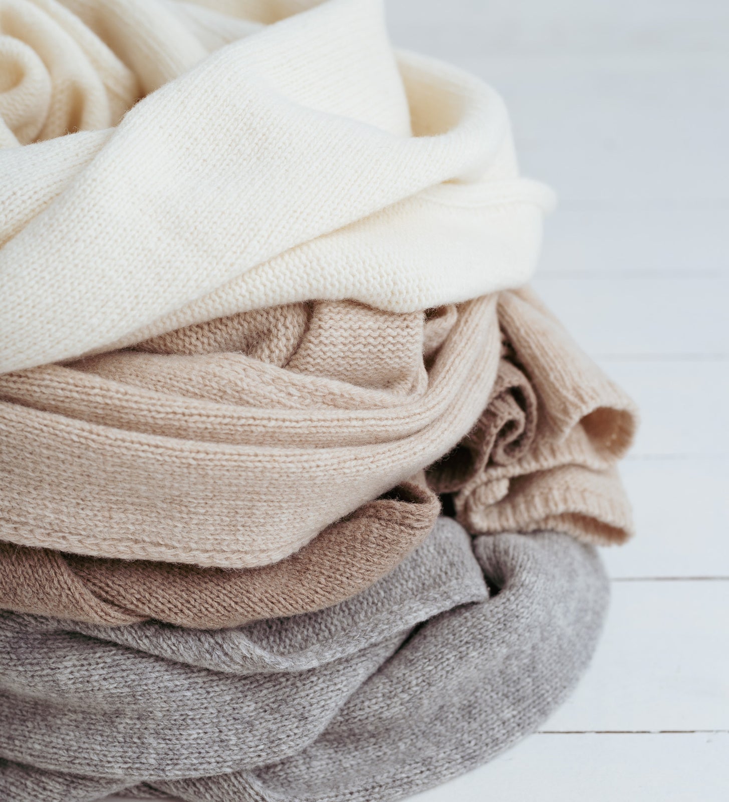 FREYA Szal dziany z wełny merynosa - beżowy