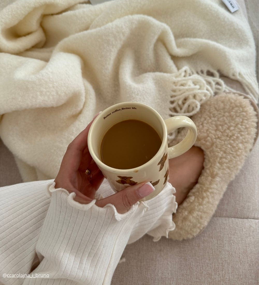 NATALIA Bambosze wełniane damskie merino - beżowe