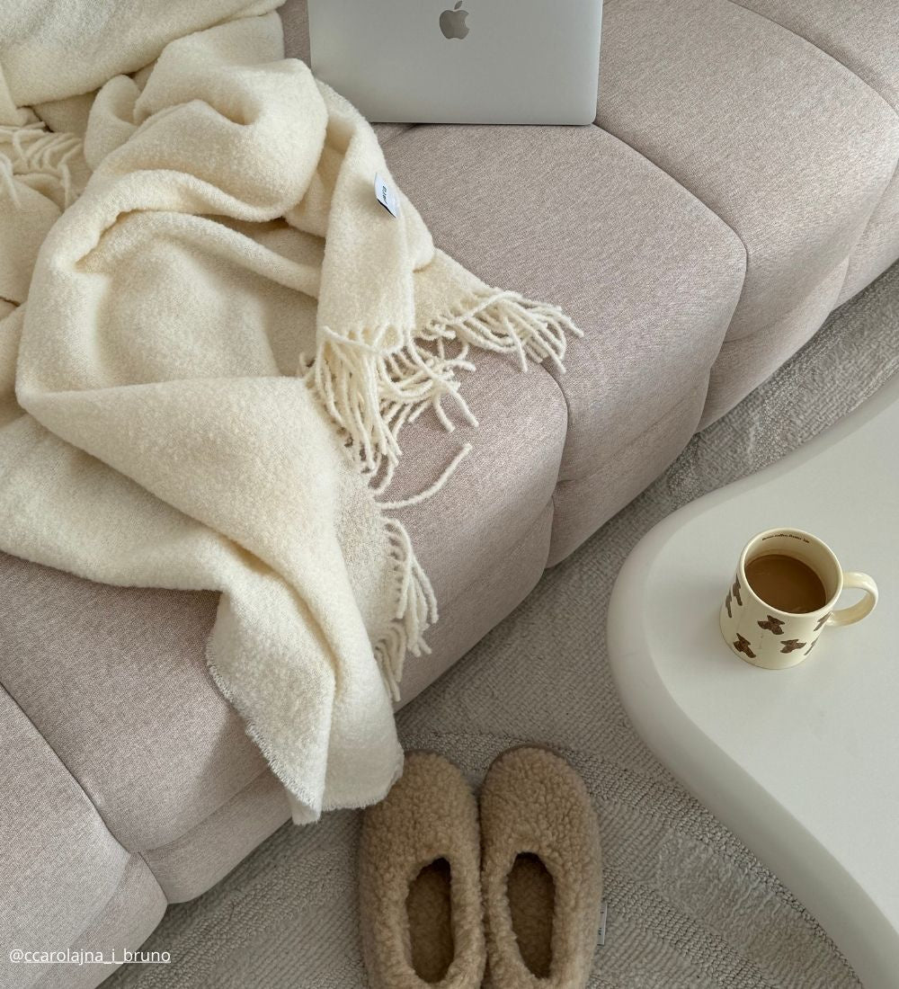 NATALIA Bambosze wełniane damskie merino - beżowe