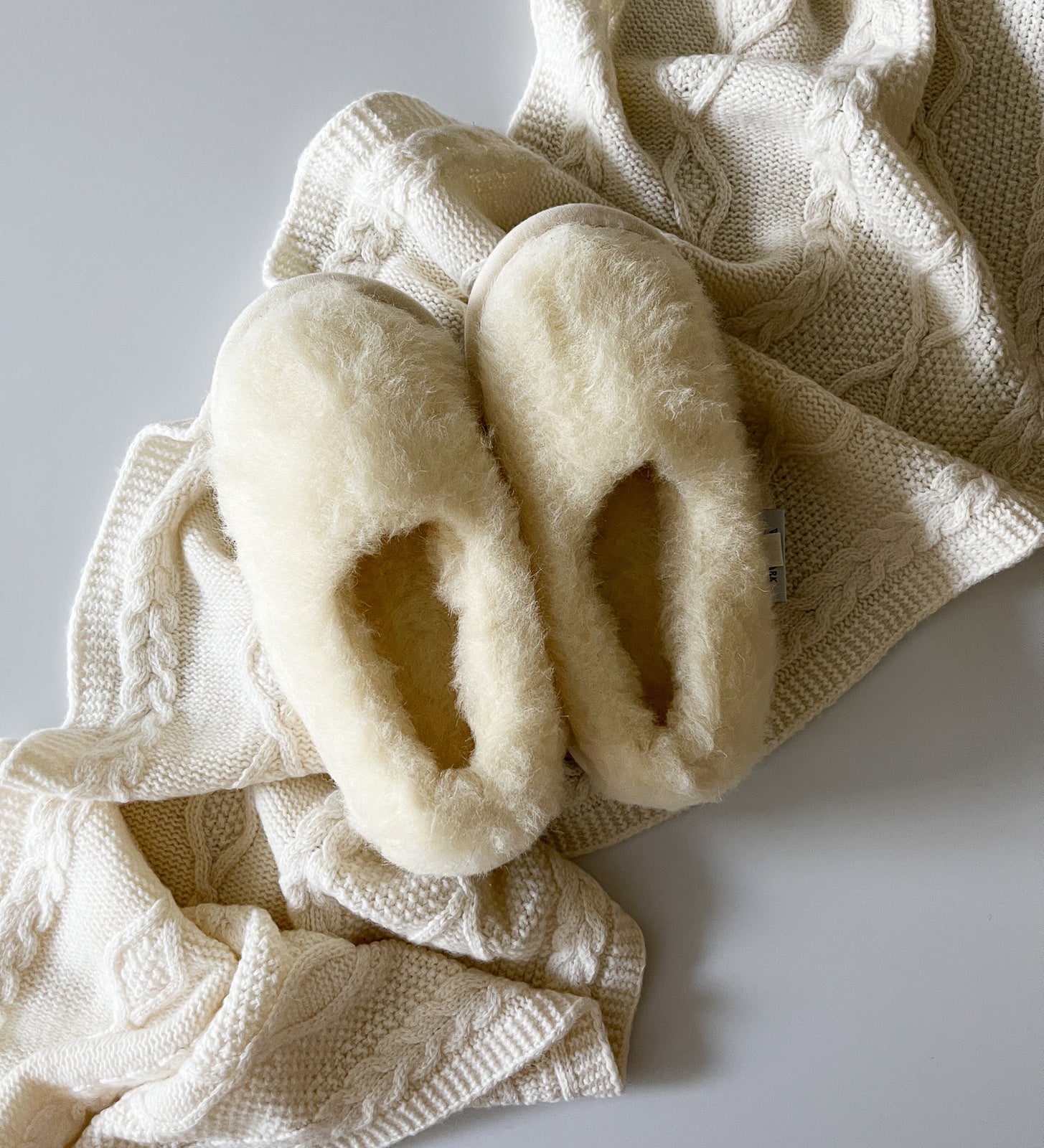 NATALIA Bambosze wełniane z kaszmirem - ecru