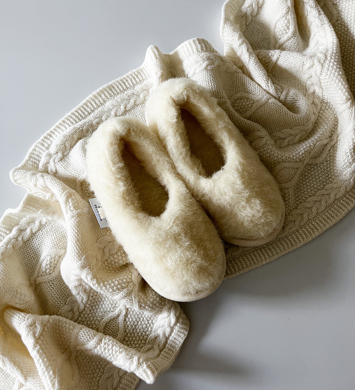 NATALIA Bambosze wełniane z kaszmirem - ecru