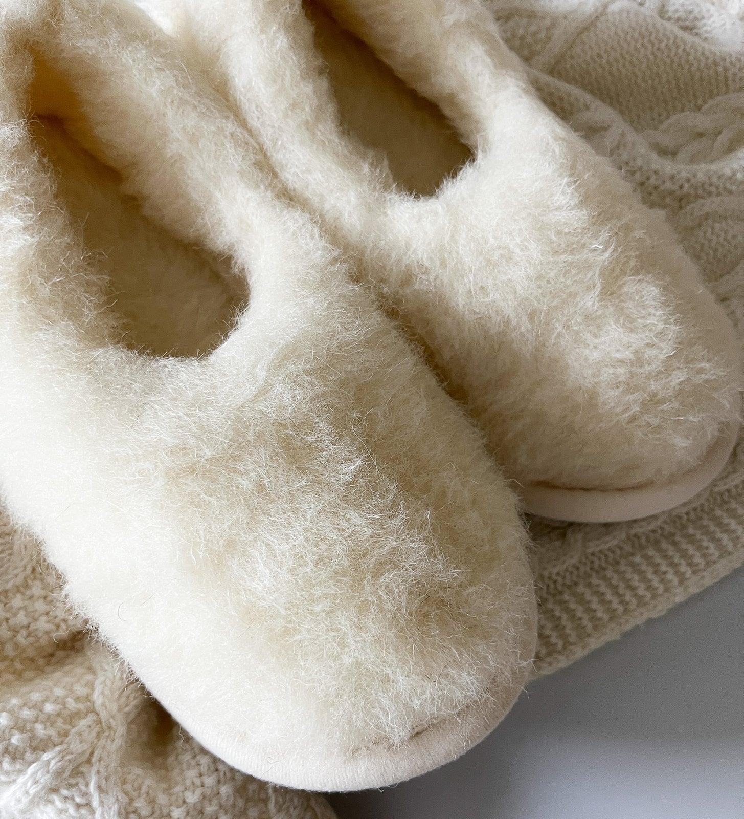 NATALIA Bambosze wełniane z kaszmirem - ecru