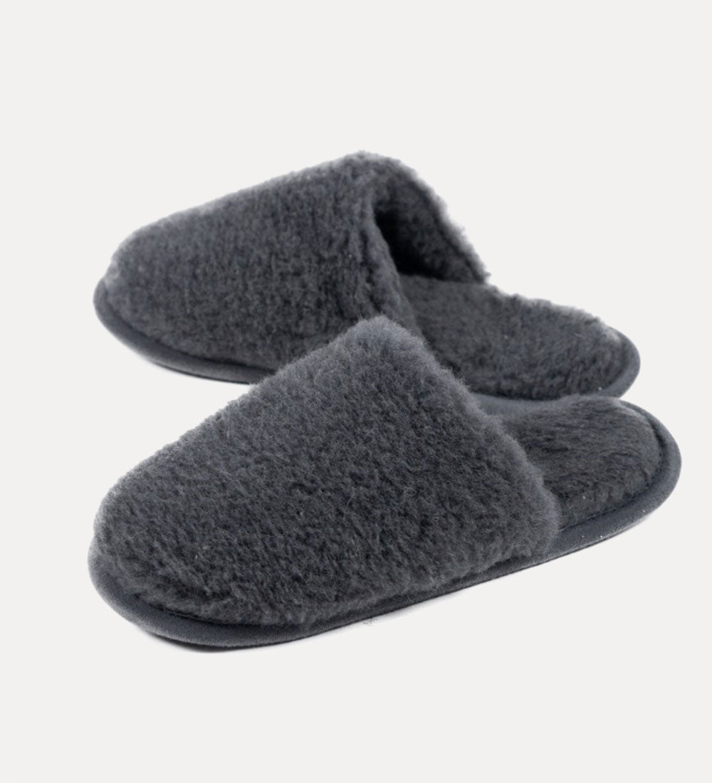 GRETA Wełniane kapcie męskie i damskie z wełny alpaki - grafitowe