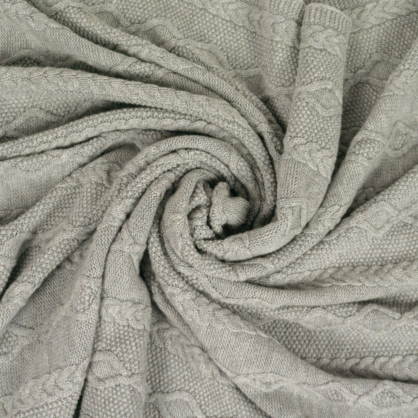 HESTIA Koc z merynosa dziany z warkoczem - szary