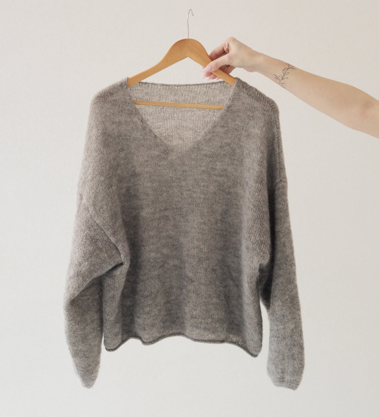 GEMMA Lekki sweter z wełną i moherem - szary