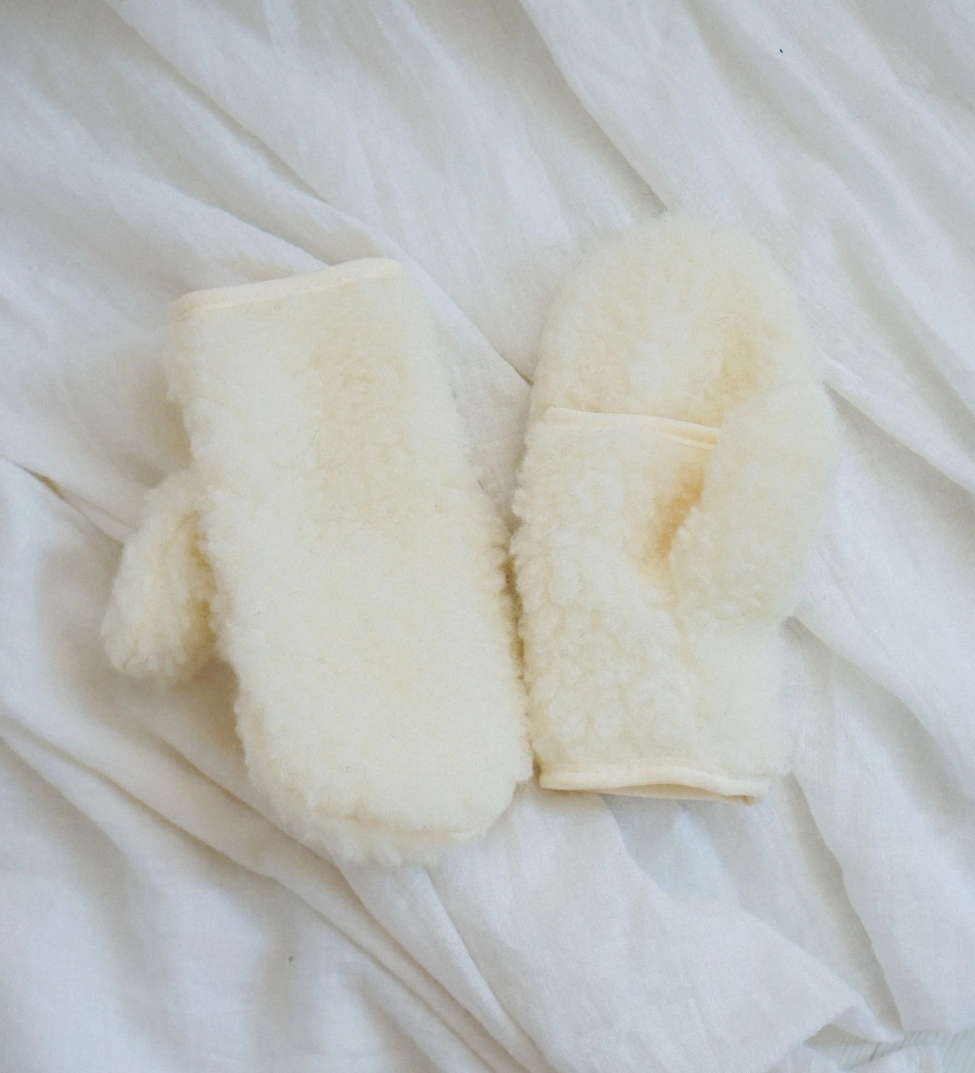 ISLA Rękawiczki mitenki z merynosa - jasny beż